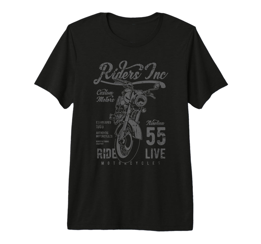 Riders Inc 1955 Motorcycle Distressed Tri T-Shirt - Novelty Apparel Unisex - T-Shirt, Sweatshirt, Hoodie