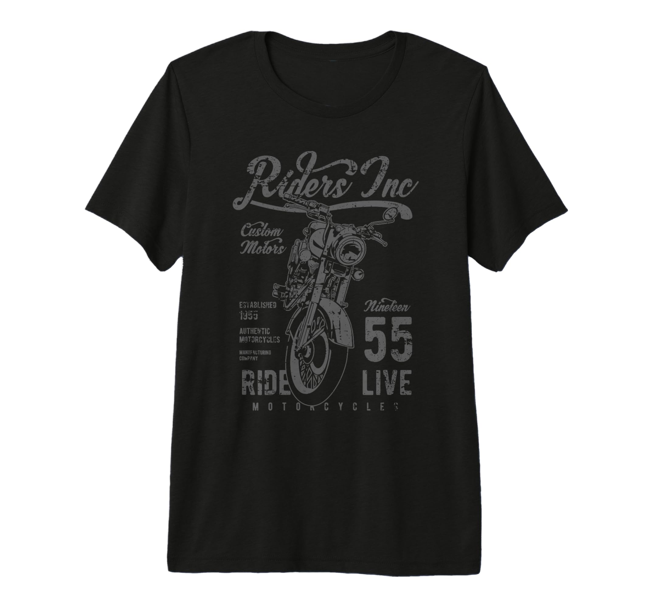 Riders Inc 1955 Motorcycle Distressed Tri T-Shirt - Novelty Apparel Unisex - T-Shirt, Sweatshirt, Hoodie