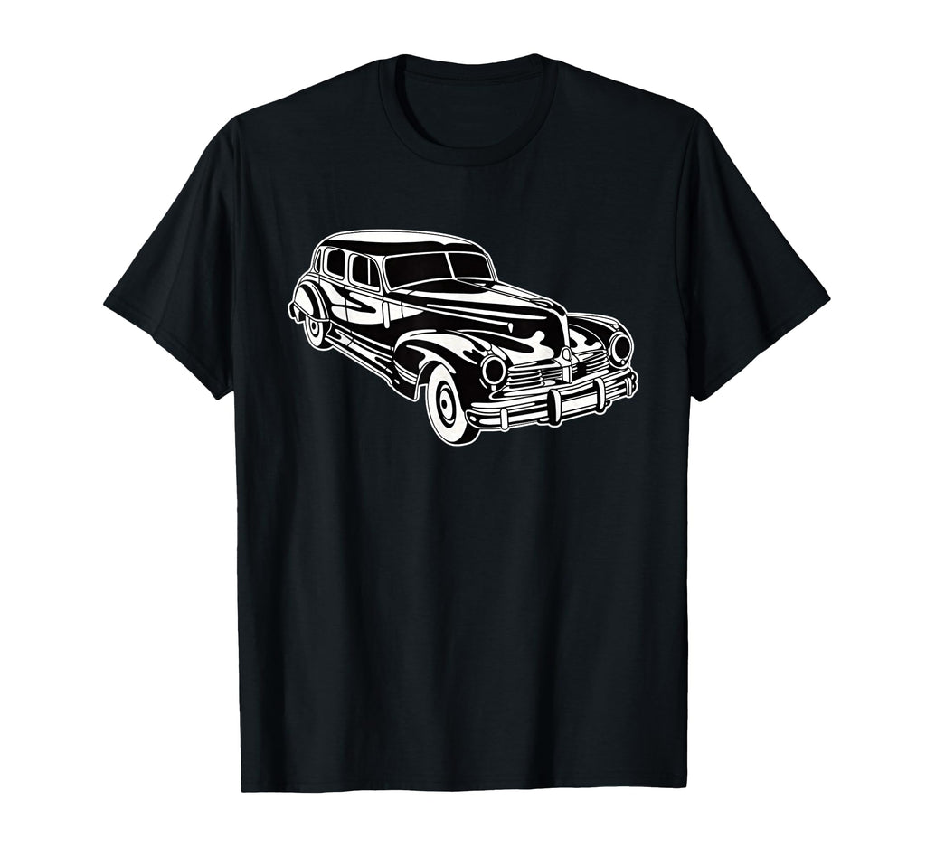 Antique Gangster Car Blackwork T-Shirt - Trendy Graphic Unisex - T-Shirt, Sweatshirt, Hoodie