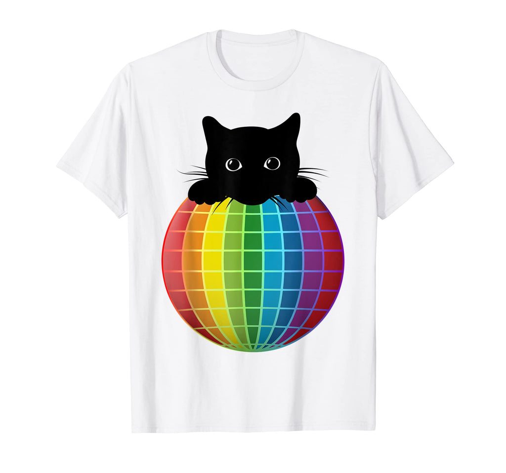 Aesthetic Disco Ball Rainbow Black T-Shirt - Fun Novelty Design Men Women - T-Shirt, Sweatshirt, Hoodie
