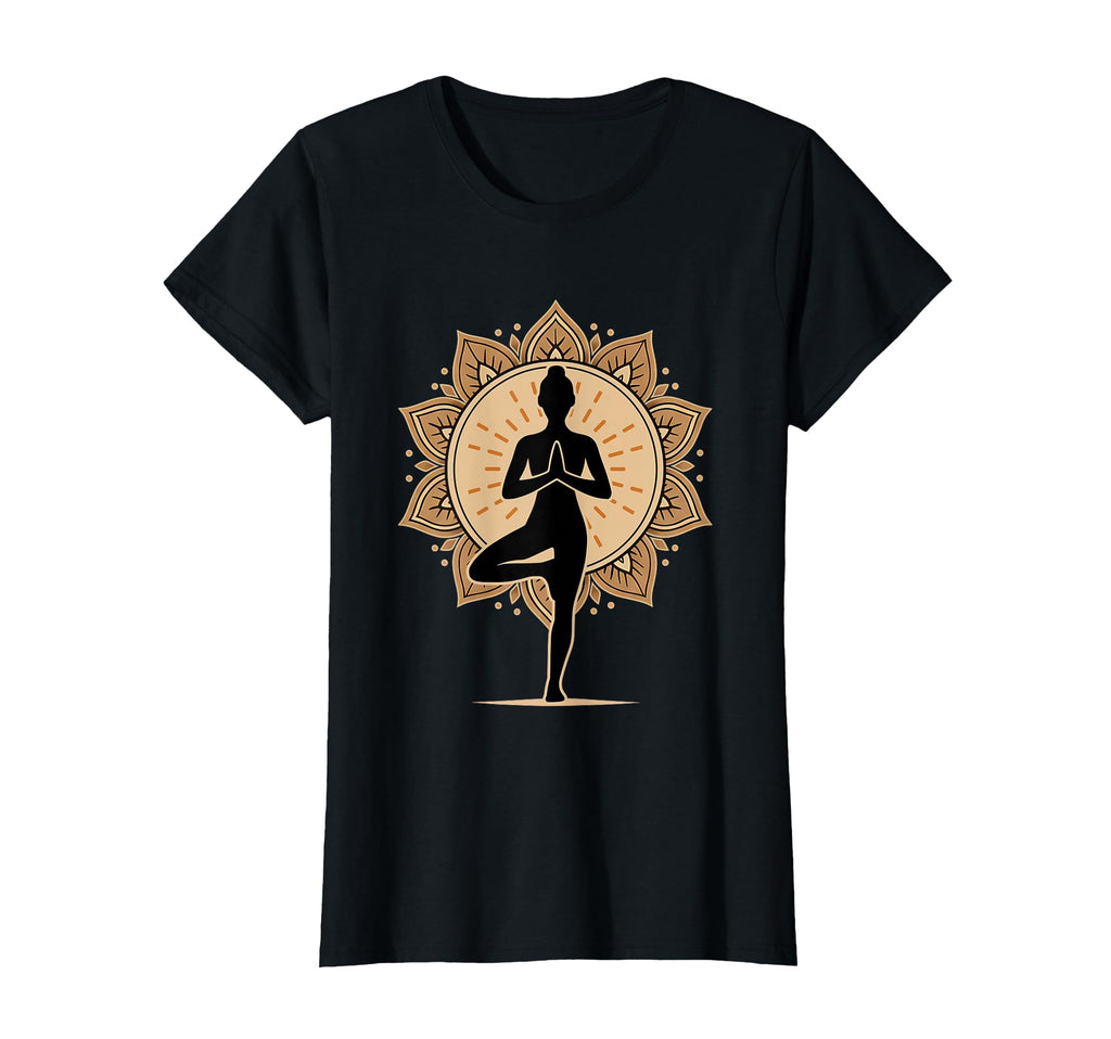 Yoga Pose Tree Silhouette Mandala T-Shirt - Fun Novelty Design for Adults - T-Shirt, Sweatshirt, Hoodie