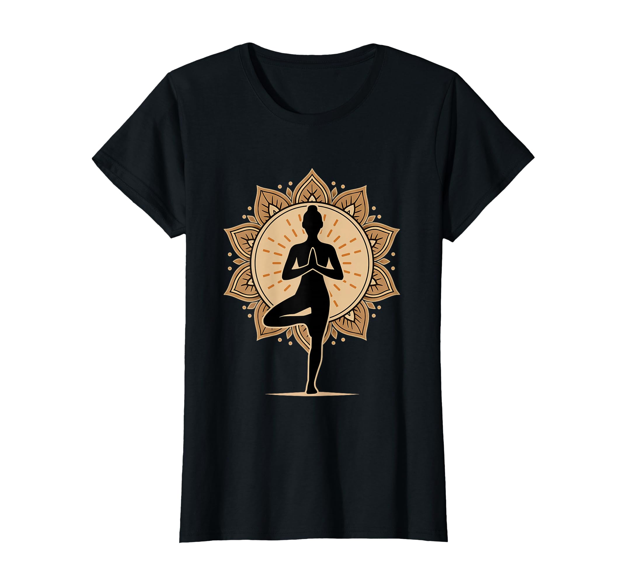 Yoga Pose Tree Silhouette Mandala T-Shirt - Fun Novelty Design for Adults - T-Shirt, Sweatshirt, Hoodie