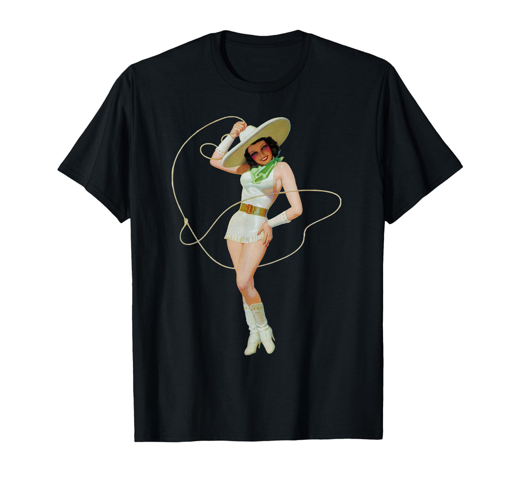 Western Pin Up Lasso Cowgirl Sexy Pinup T-Shirt - Fun Novelty Design Unisex - T-Shirt, Sweatshirt, Hoodie