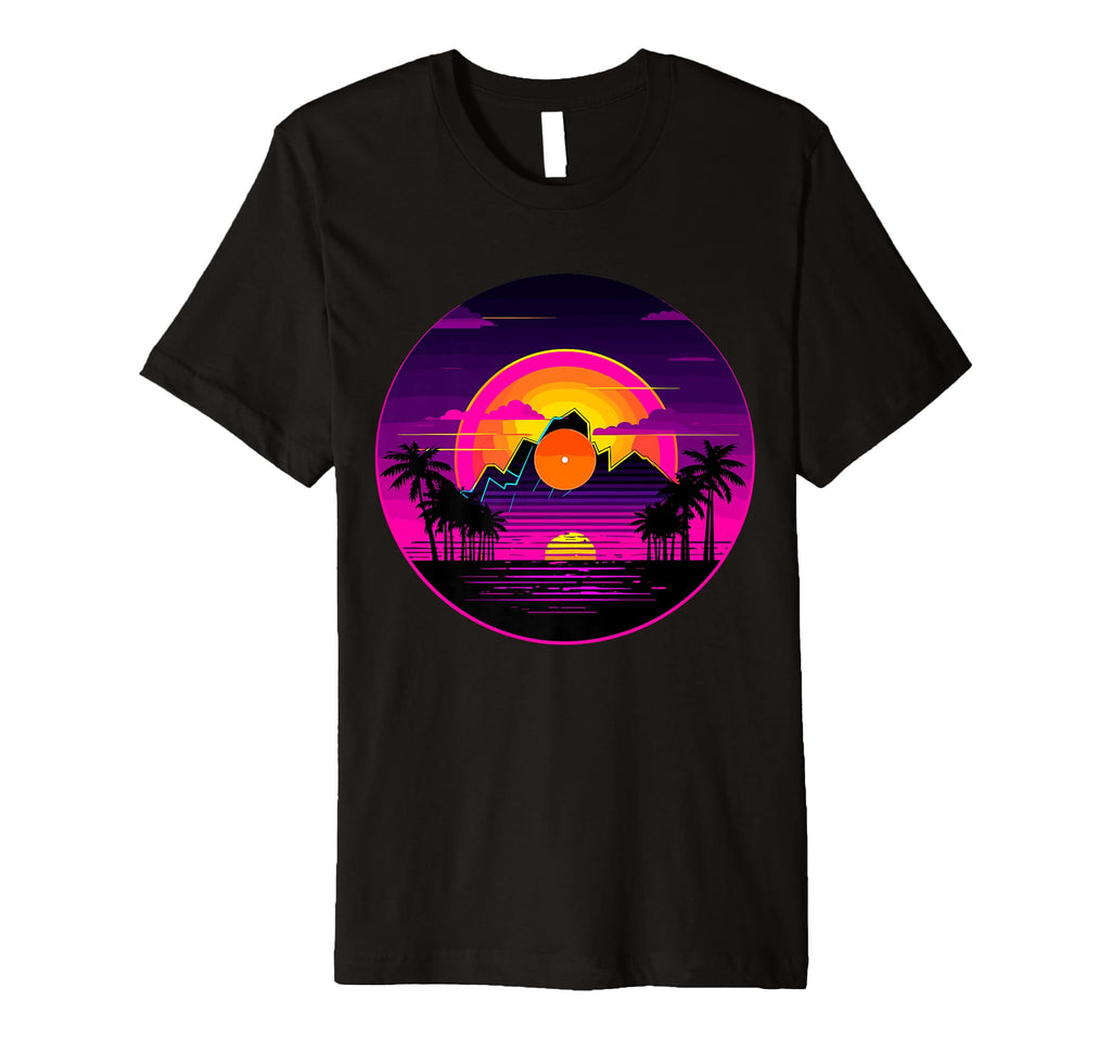 Palm Tree Vinyl Record Vaporwave Music T-Shirt - Trendy Graphic Men Women - T-Shirt, Sweatshirt, Hoodie