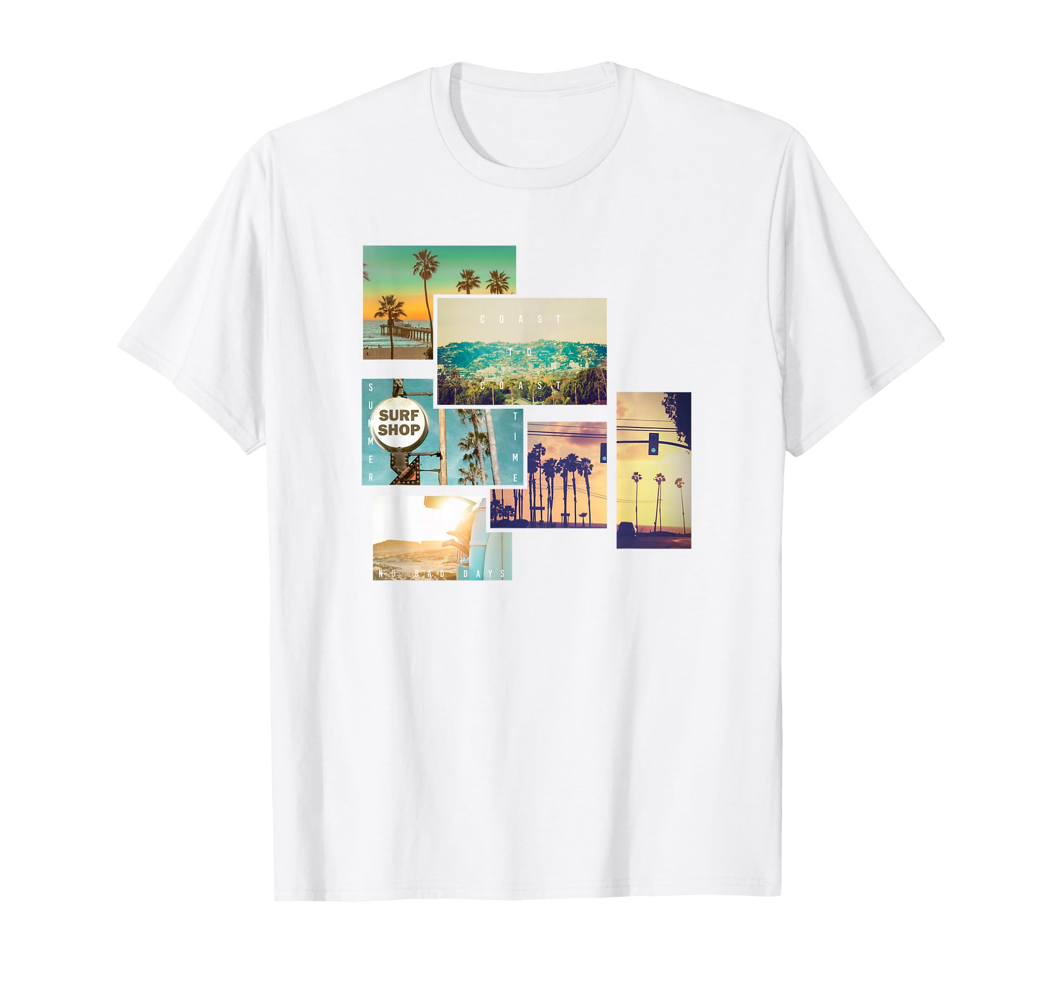 Beach Landscape Postcards Collage T-Shirt - Streetwear Style Unisex - T-Shirt, Sweatshirt, Hoodie