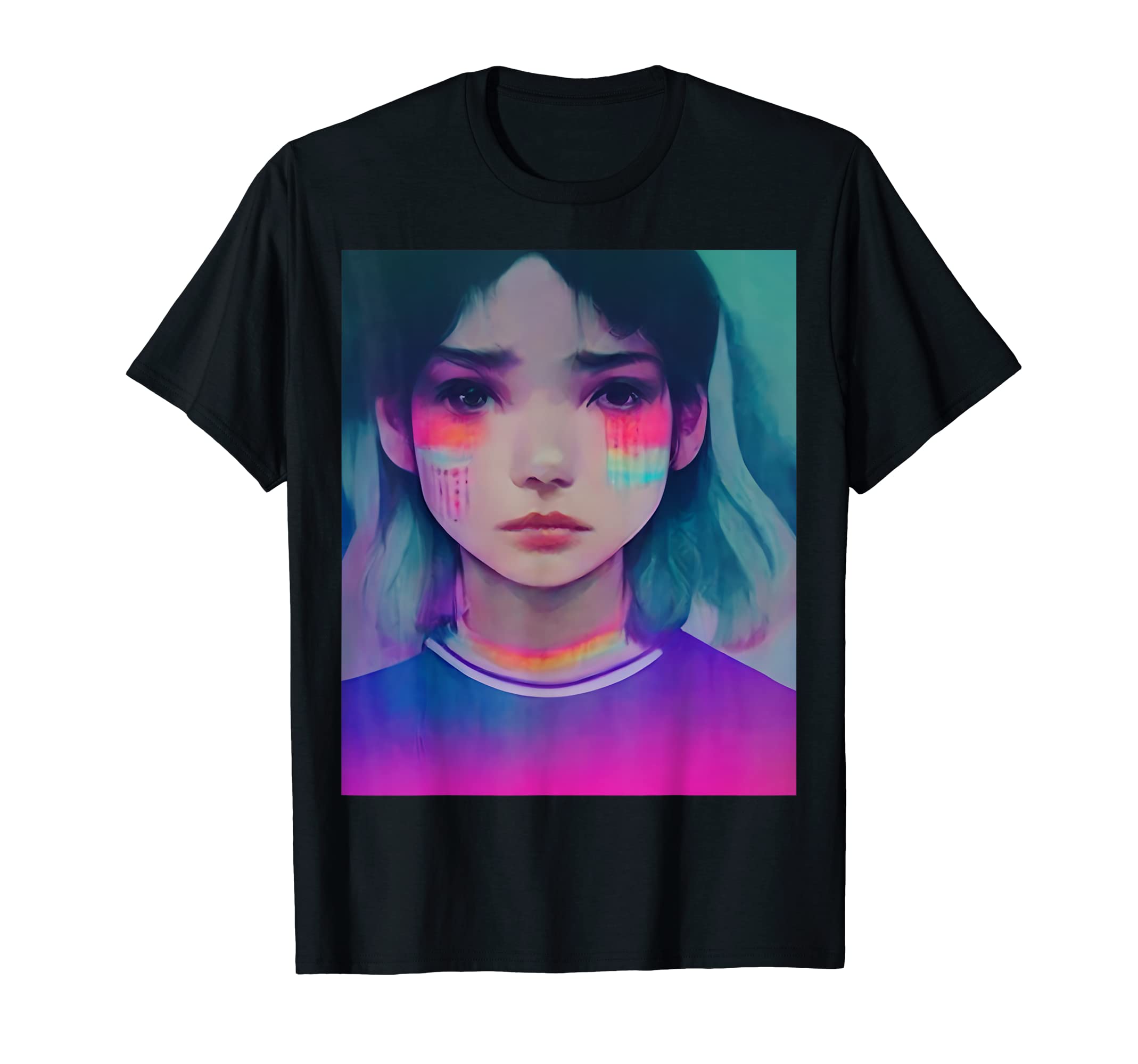 Japanese Vaporwave 80S Sad Anime T-Shirt - Custom Art Print Unisex - T-Shirt, Sweatshirt, Hoodie
