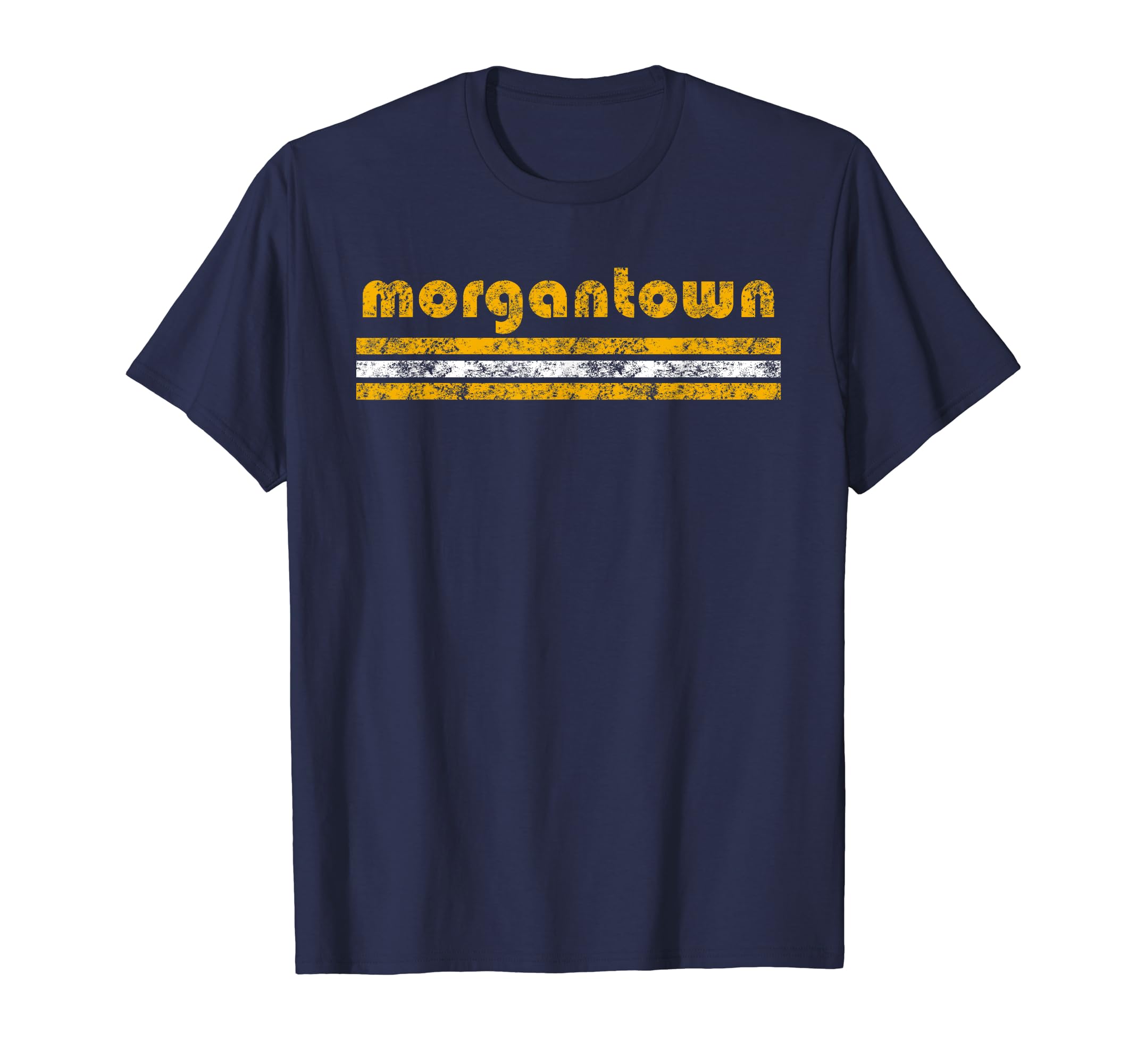 Morgantown West Virginia Three Stripe T-Shirt - Minimalist Print Men Women - T-Shirt, Sweatshirt, Hoodie