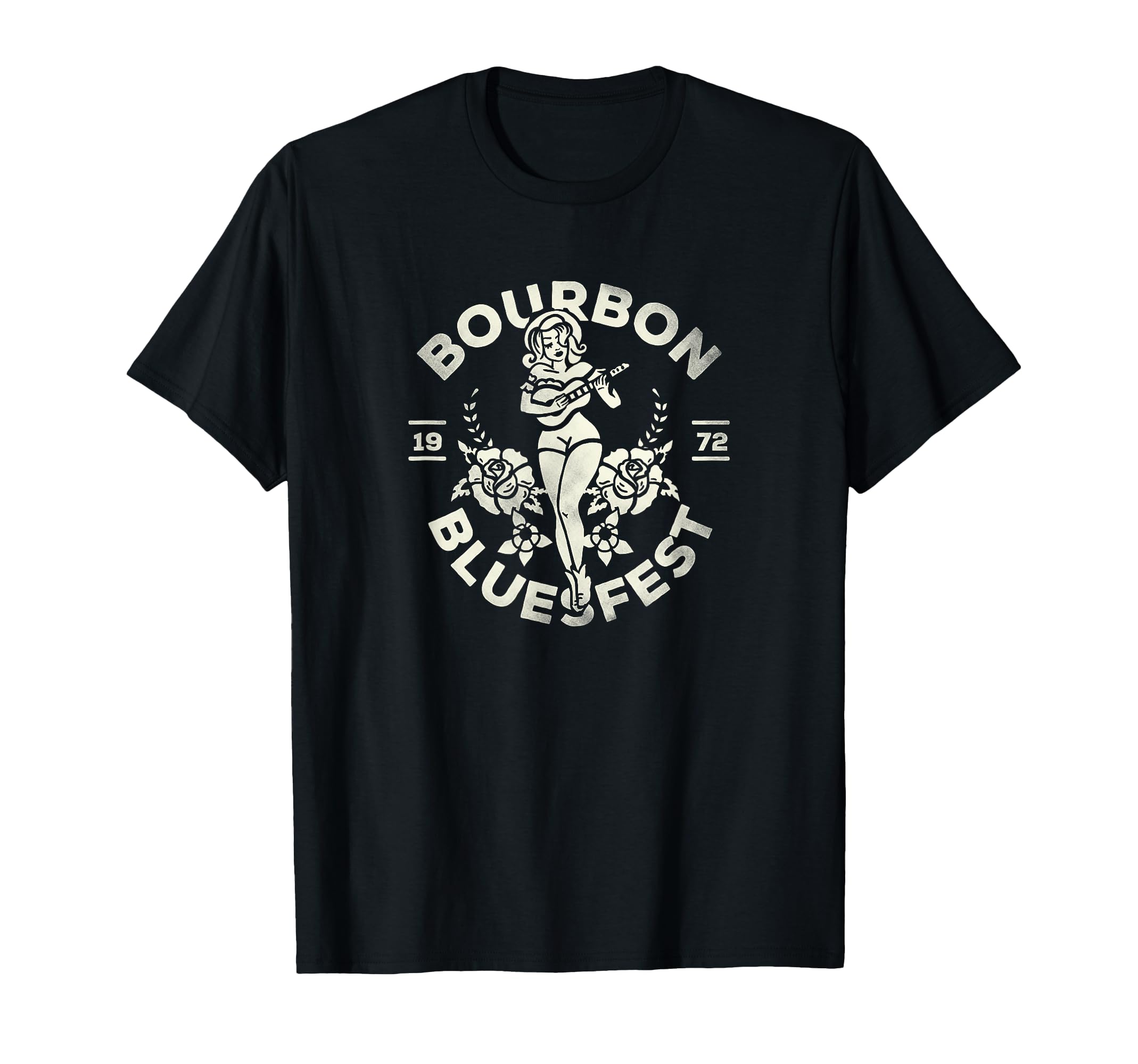 Bourbon Bluesfest 1972 Pinup T-Shirt - Casual Everyday Wear Men Women - T-Shirt, Sweatshirt, Hoodie