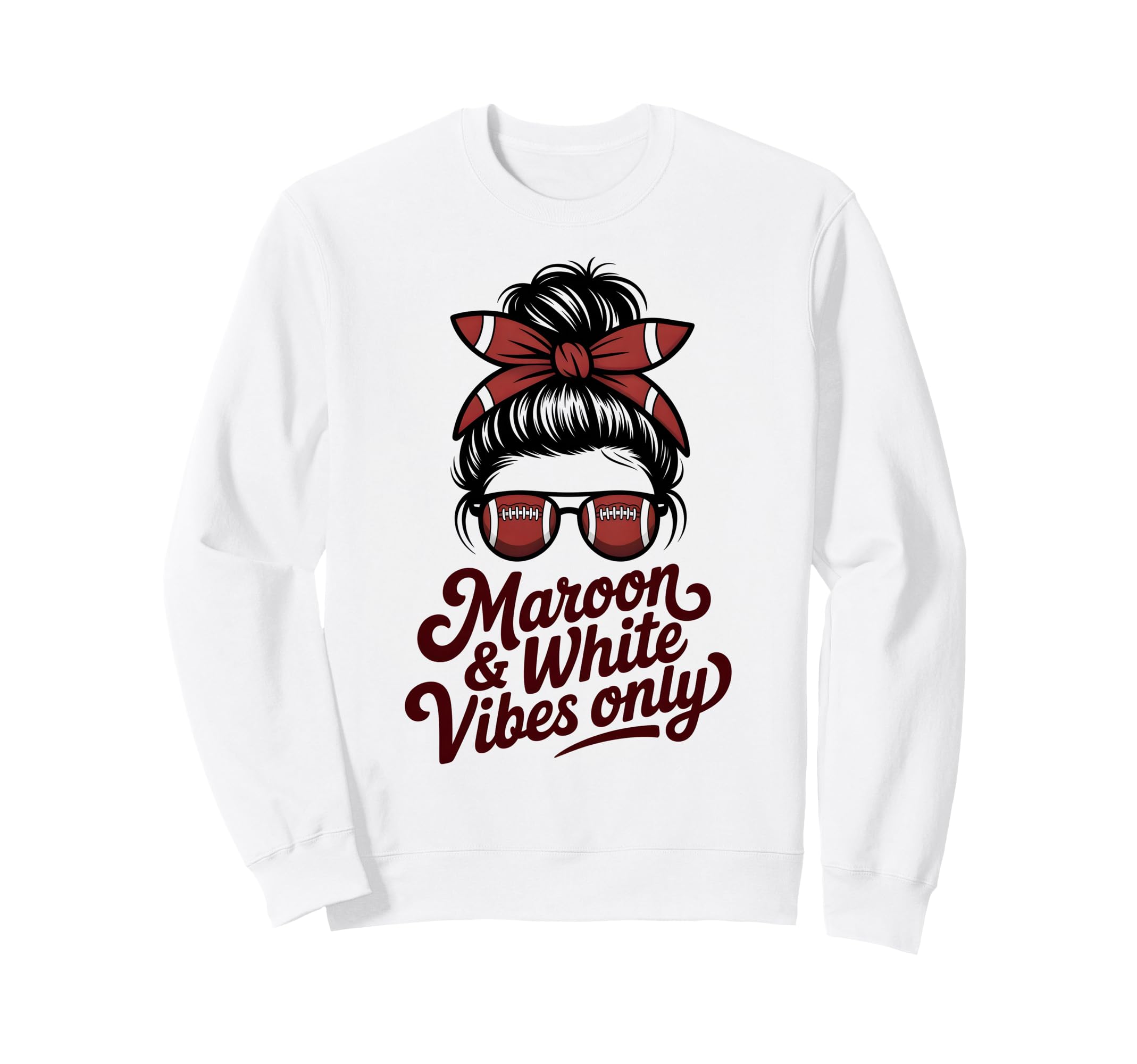 Maroon White Vibes Only Field Sweatshirt - Fun Novelty Design for Adults - T-Shirt, Sweatshirt, Hoodie