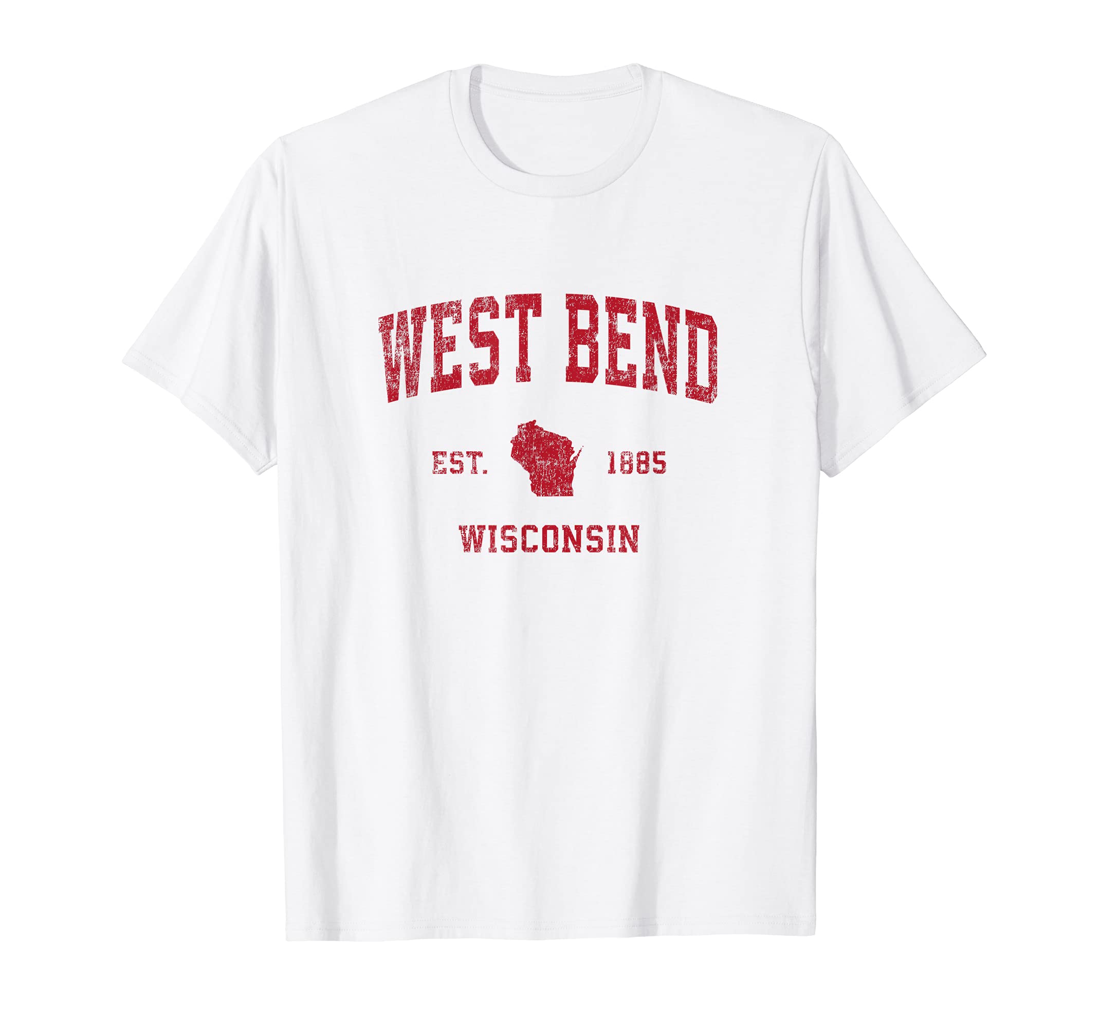 West Bend Wisconsin Wi Sports Red T-Shirt - Graphic Print Men Women - T-Shirt, Sweatshirt, Hoodie