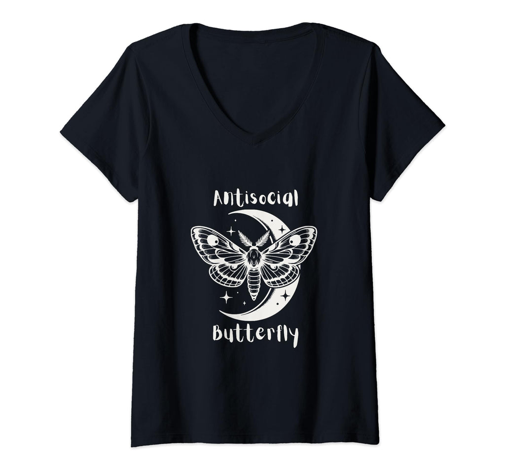 Womens Antisocial Butterfly V T-Shirt - Casual Everyday Wear for Adults - T-Shirt, Sweatshirt, Hoodie