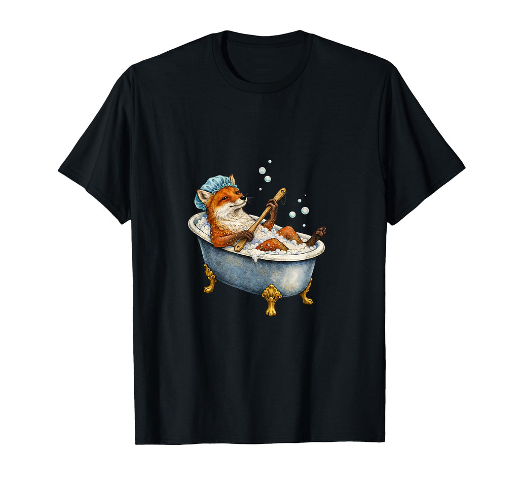 Funny Relaxing Fox Bathtub Cozy Self T-Shirt - Unique Graphic Men Women - T-Shirt, Sweatshirt, Hoodie