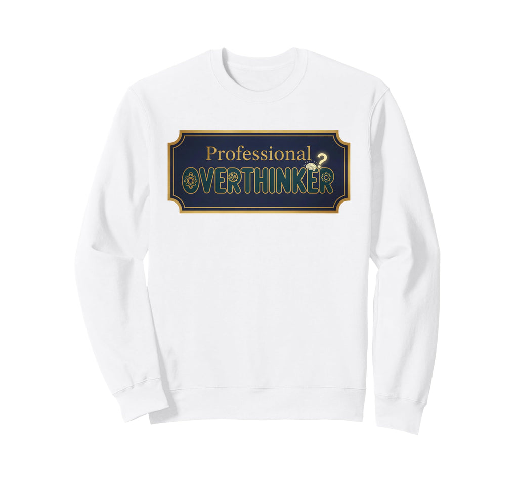 Navy Professional Overthinker Sign Sweatshirt - Aesthetic Graphic Men Women - T-Shirt, Sweatshirt, Hoodie