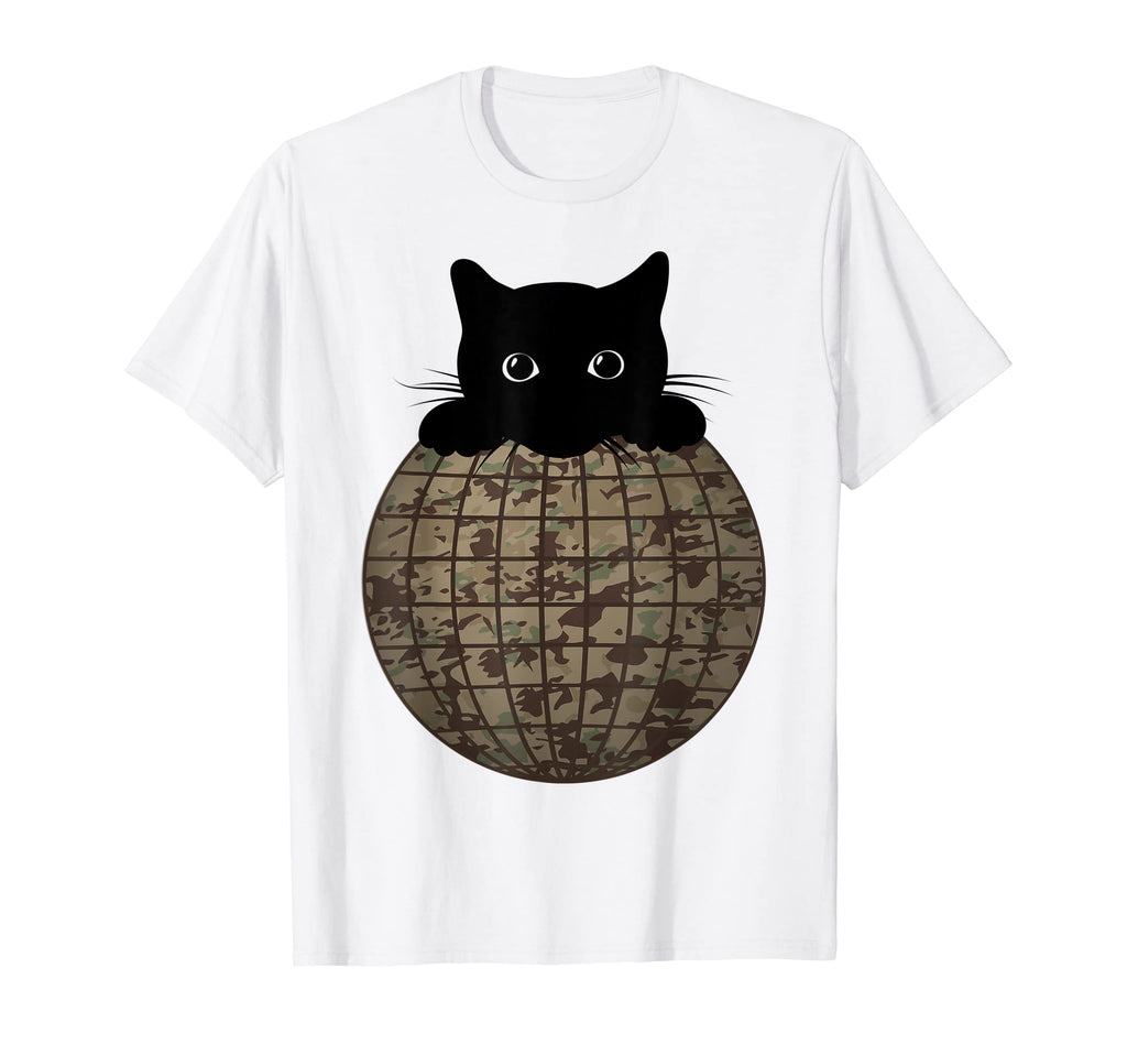 Aesthetic Disco Ball Camo Black Cat T-Shirt - Minimalist Print Unisex - T-Shirt, Sweatshirt, Hoodie