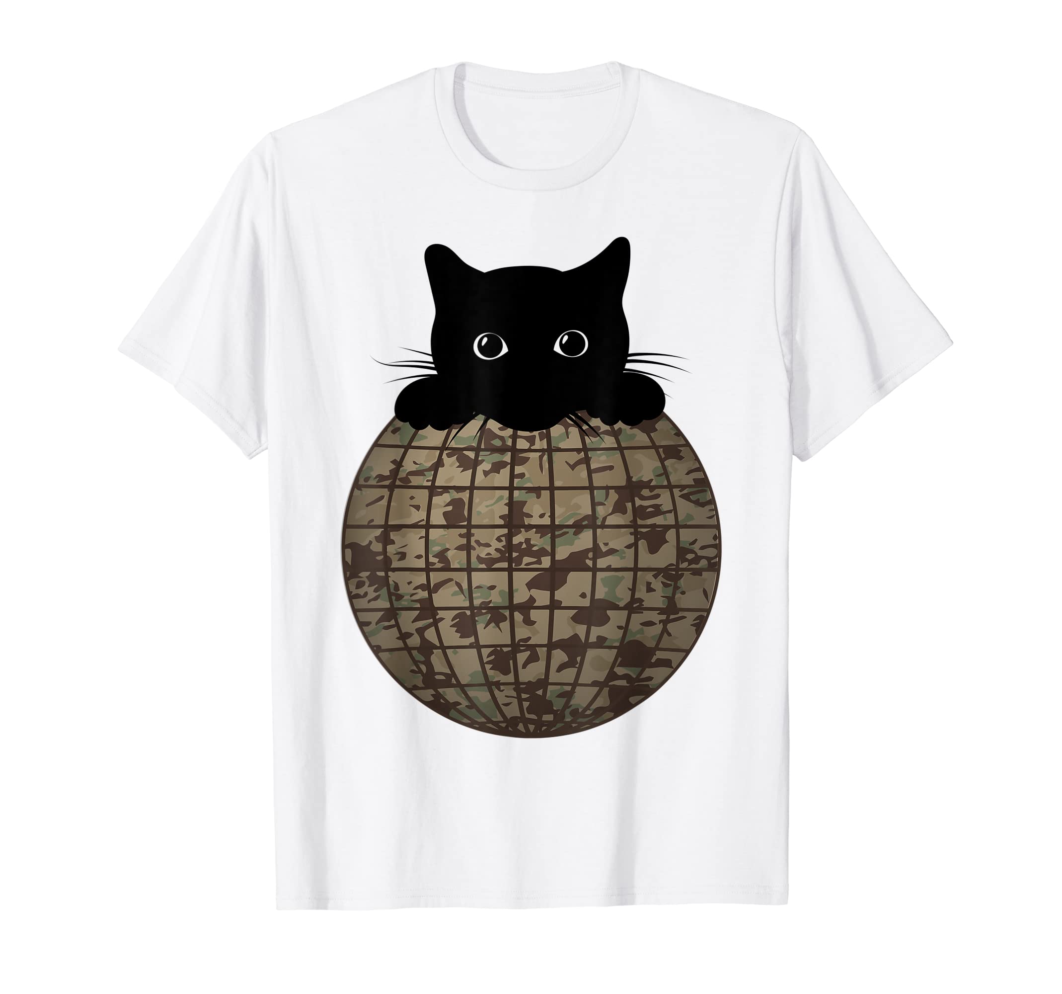 Aesthetic Disco Ball Camo Black Cat T-Shirt - Minimalist Print Unisex - T-Shirt, Sweatshirt, Hoodie