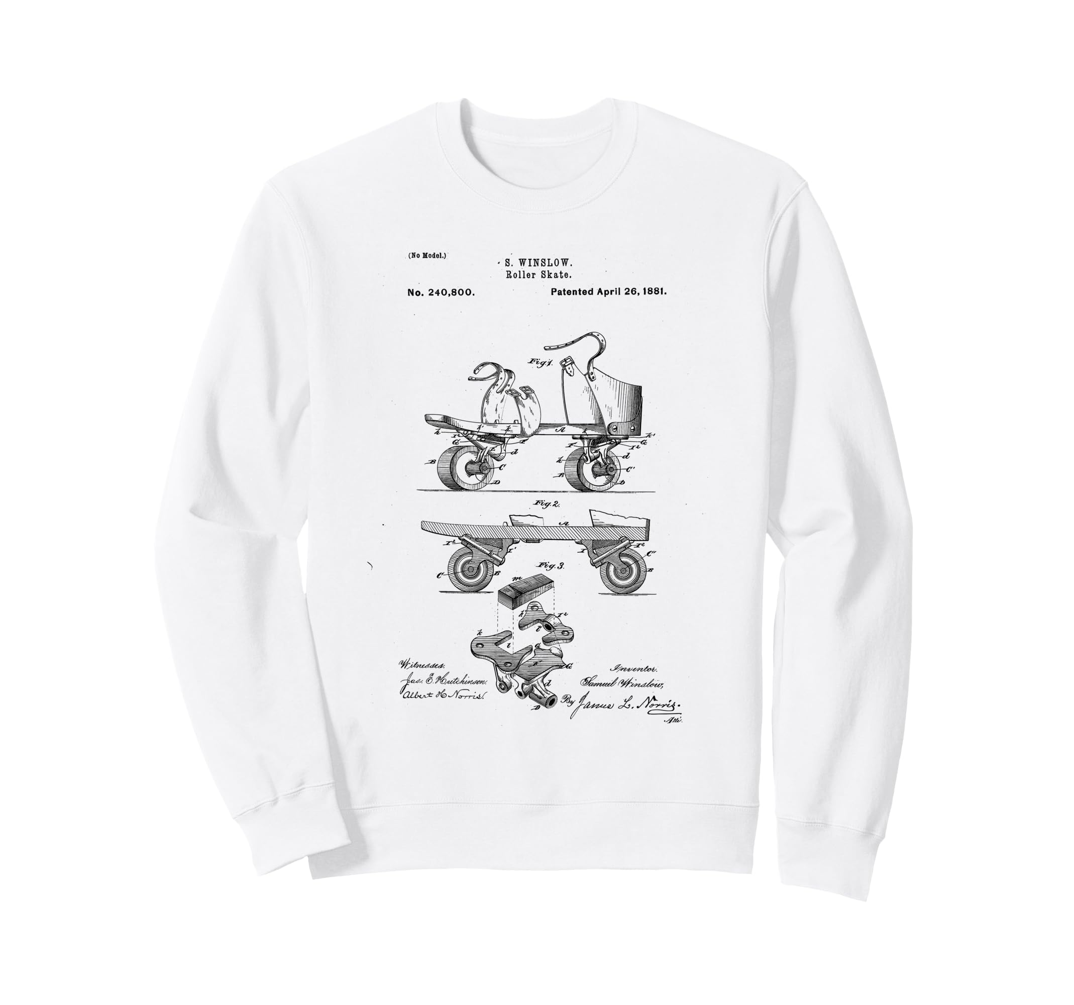 Roller Skate Patent Blueprint Sweatshirt - Unique Graphic for Adults - T-Shirt, Sweatshirt, Hoodie