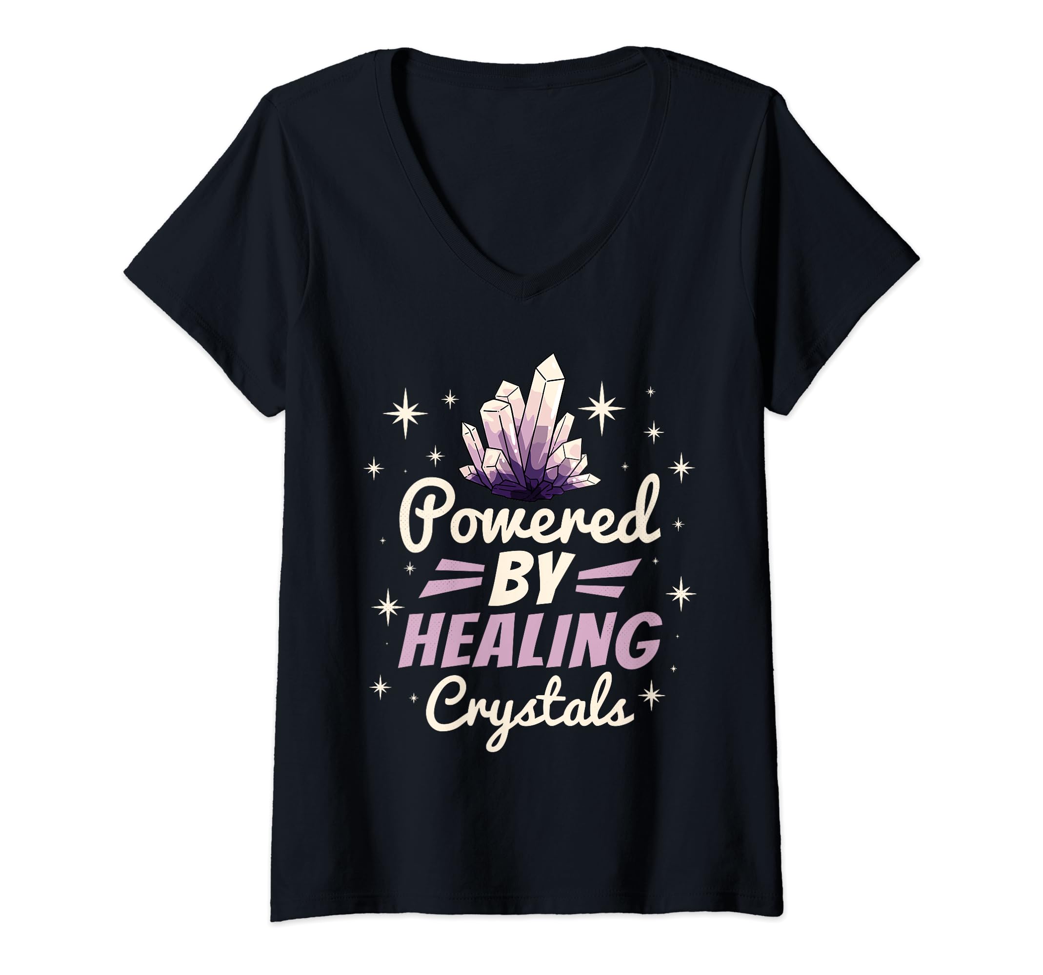 Womens Powered Healing Crystals T-Shirt - Unique Graphic Men Women - T-Shirt, Sweatshirt, Hoodie