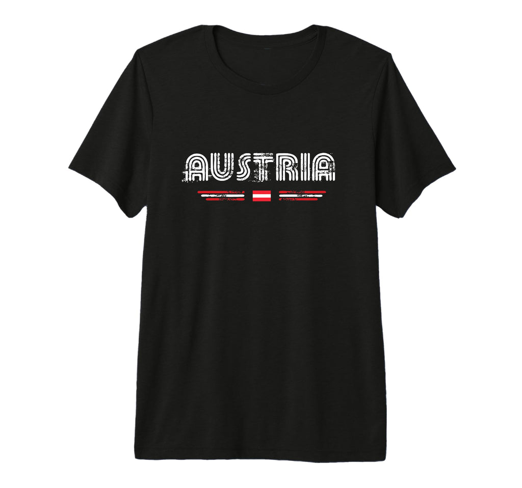 Austria 70S 80S Type Flag Tri Blend T-Shirt - Fun Novelty Design Men Women - T-Shirt, Sweatshirt, Hoodie