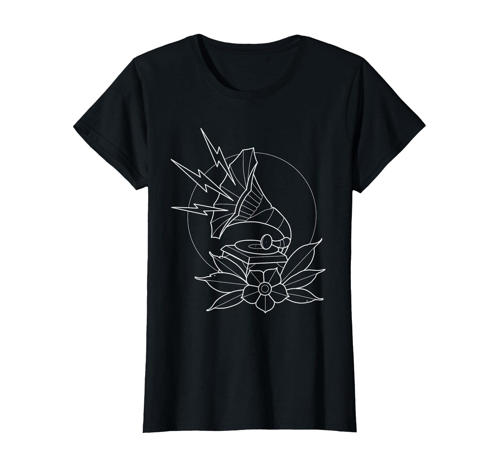 American Traditional Gramophone Outline T-Shirt - Trendy Graphic Unisex - T-Shirt, Sweatshirt, Hoodie