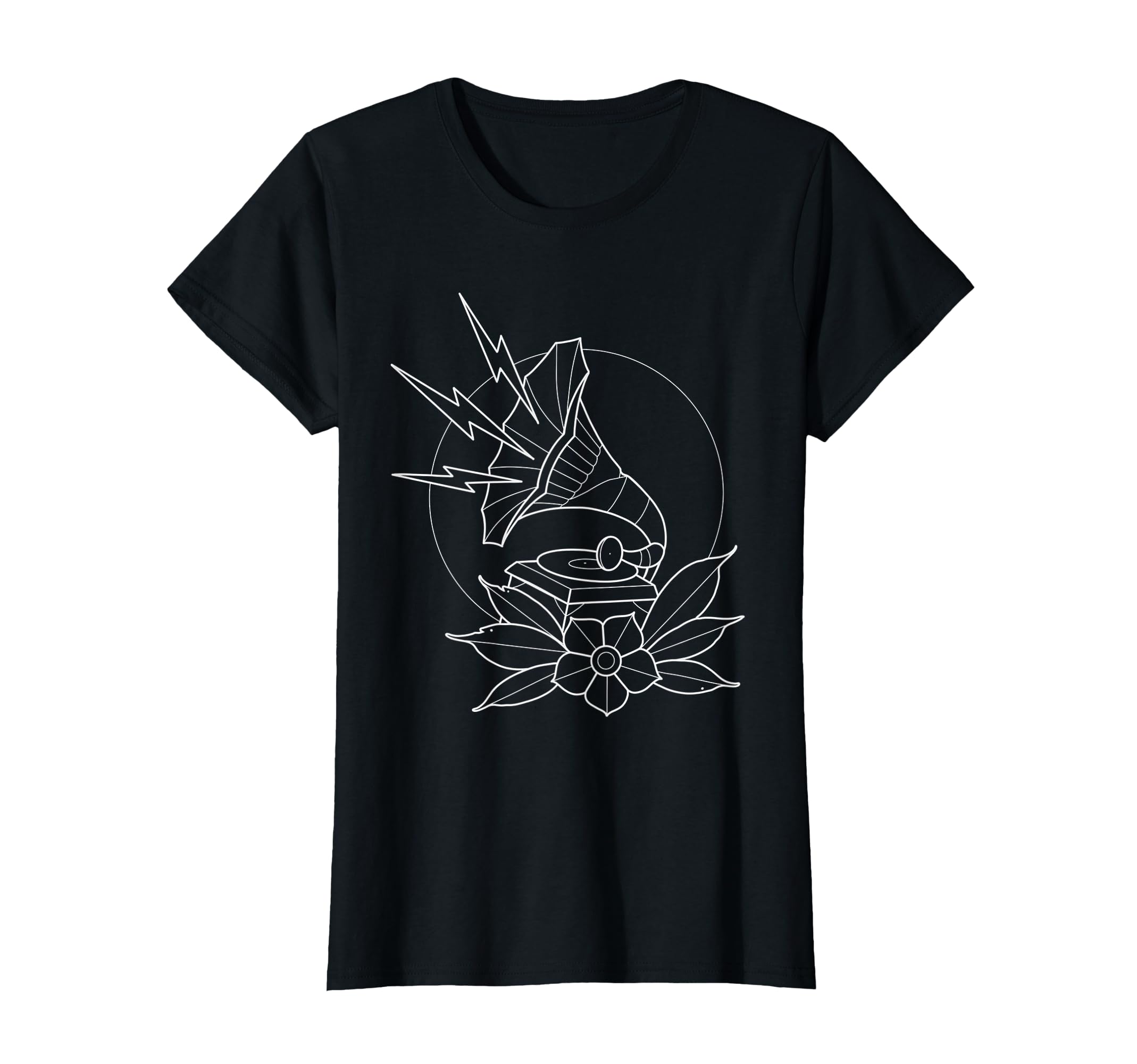 American Traditional Gramophone Outline T-Shirt - Trendy Graphic Unisex - T-Shirt, Sweatshirt, Hoodie