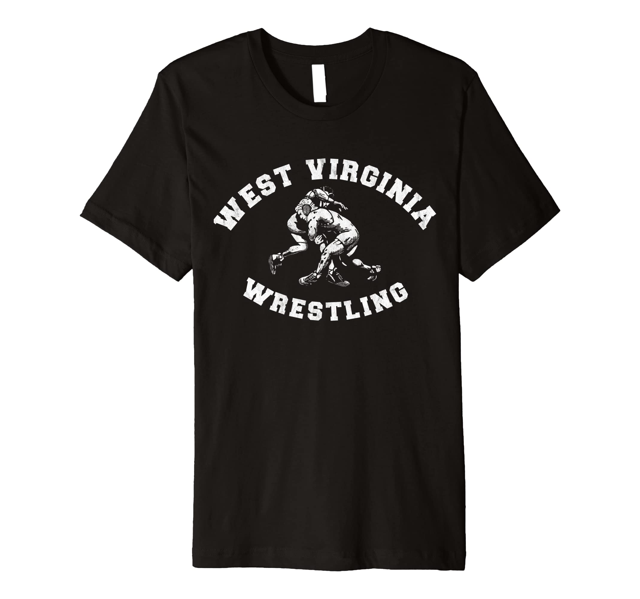 West Virginia Wrestling Distressed T-Shirt - Custom Art Print for Adults - T-Shirt, Sweatshirt, Hoodie