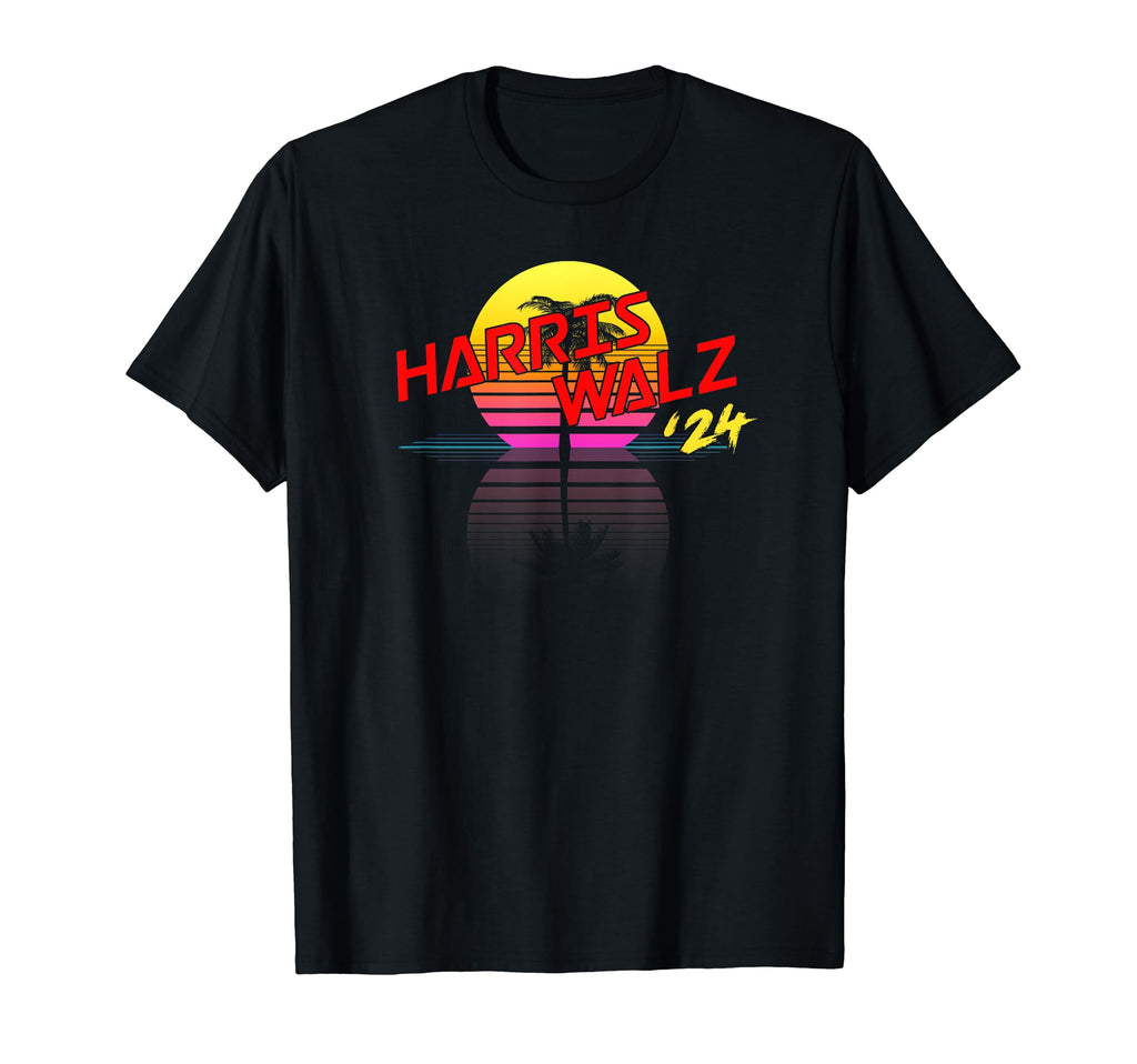 Harris Walz 24 Synthwave Outrun T-Shirt - Casual Everyday Wear Men Women - T-Shirt, Sweatshirt, Hoodie