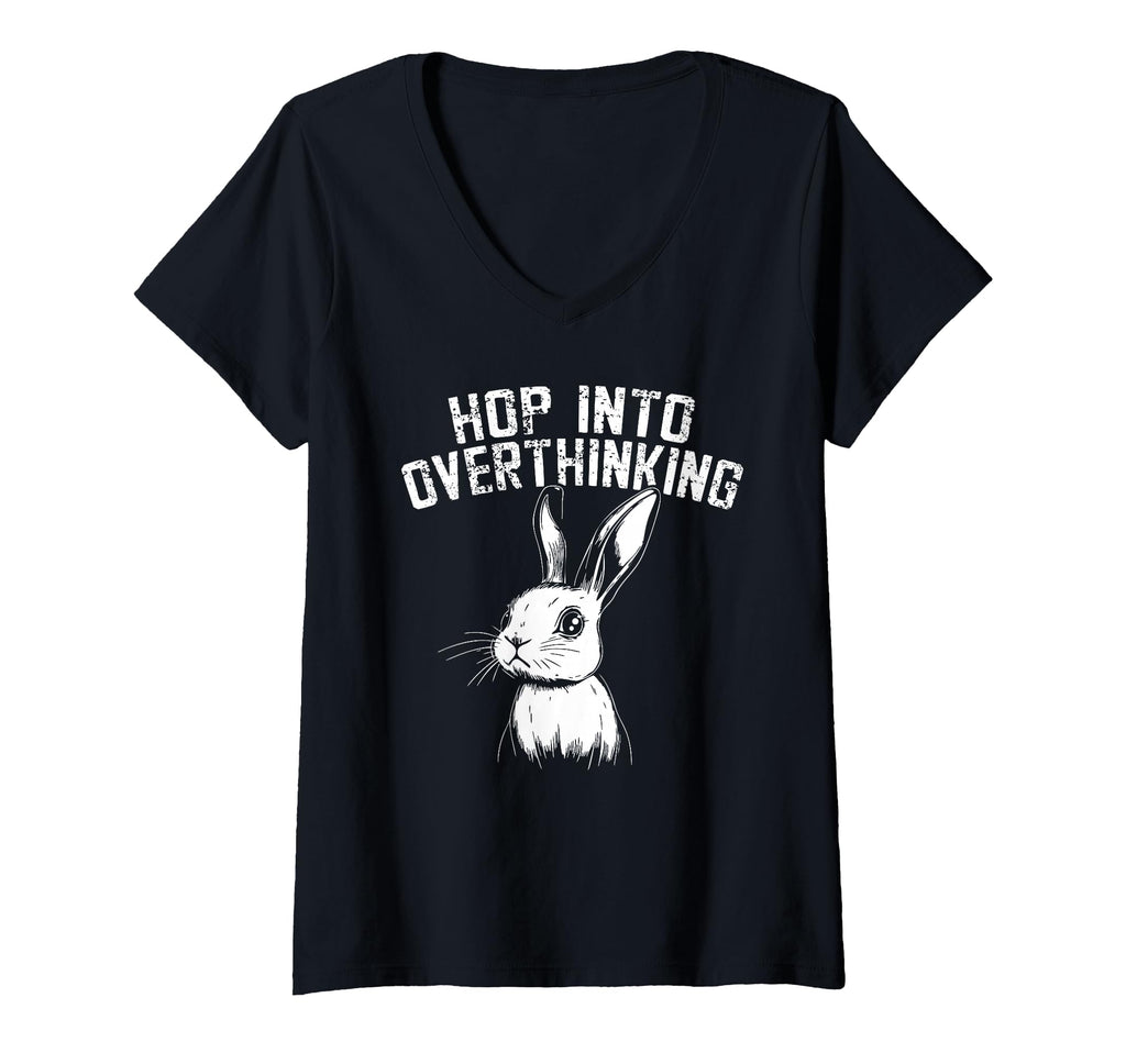 Womens Bunny Fast Minded Overthinkers V T-Shirt - Minimalist Print Unisex - T-Shirt, Sweatshirt, Hoodie