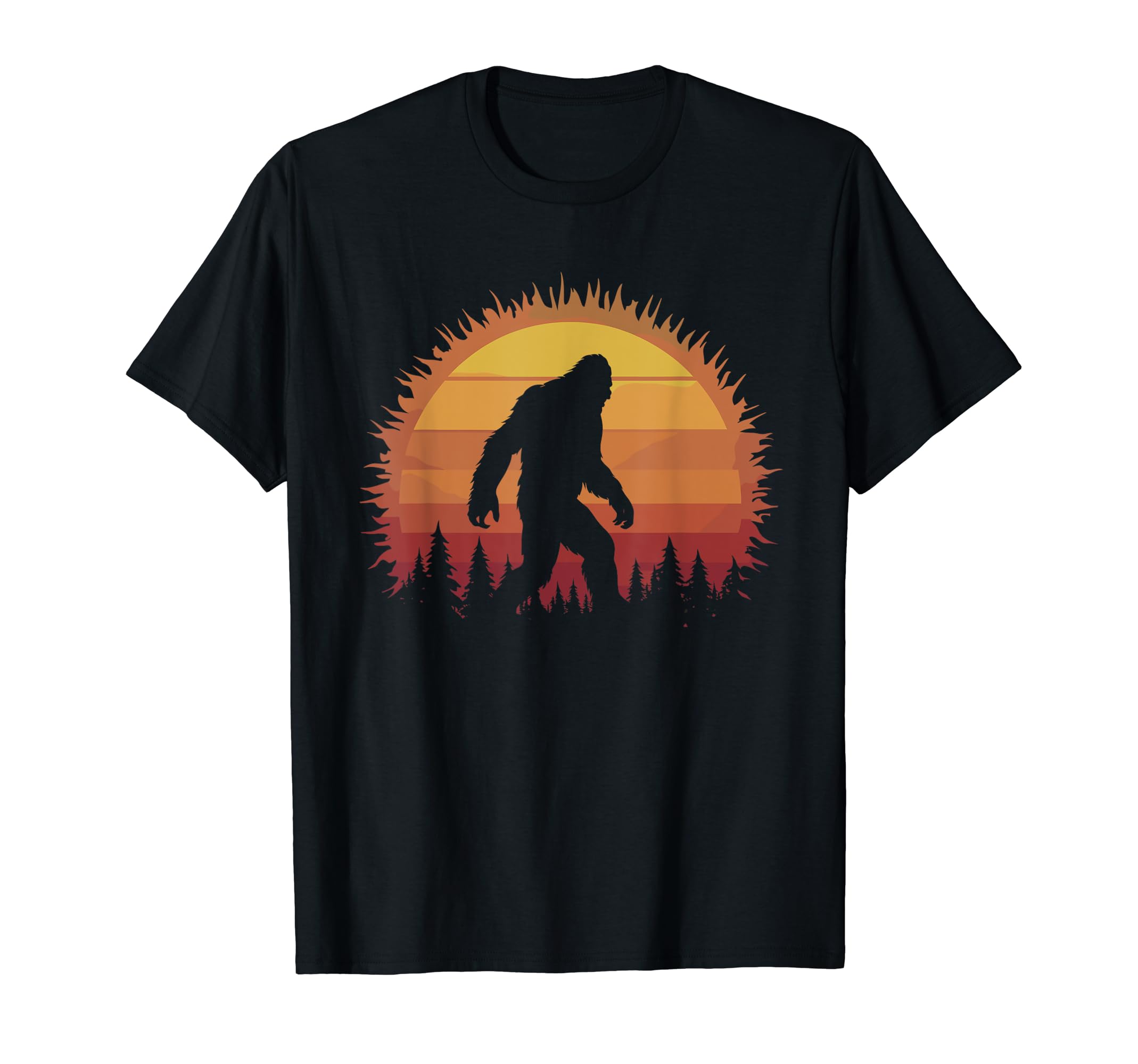 Sasquatch Silhouette Sunset Mountain Forest T-Shirt - Graphic Print Unisex - T-Shirt, Sweatshirt, Hoodie