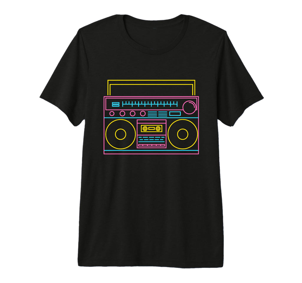 Colorful Boombox Synthwave Music Radio T-Shirt - Fun Novelty Design Unisex - T-Shirt, Sweatshirt, Hoodie