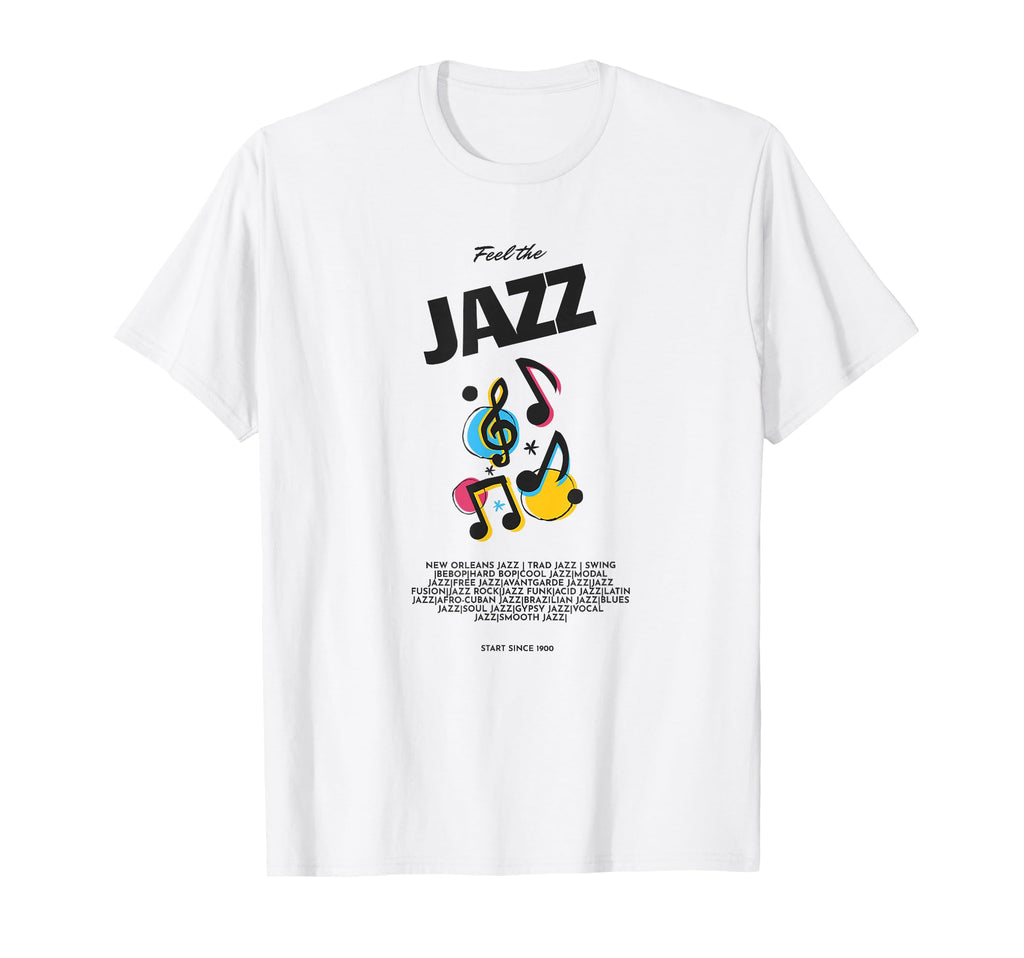 Jazz Music Styles Notes Typography T-Shirt - Trendy Graphic Unisex - T-Shirt, Sweatshirt, Hoodie
