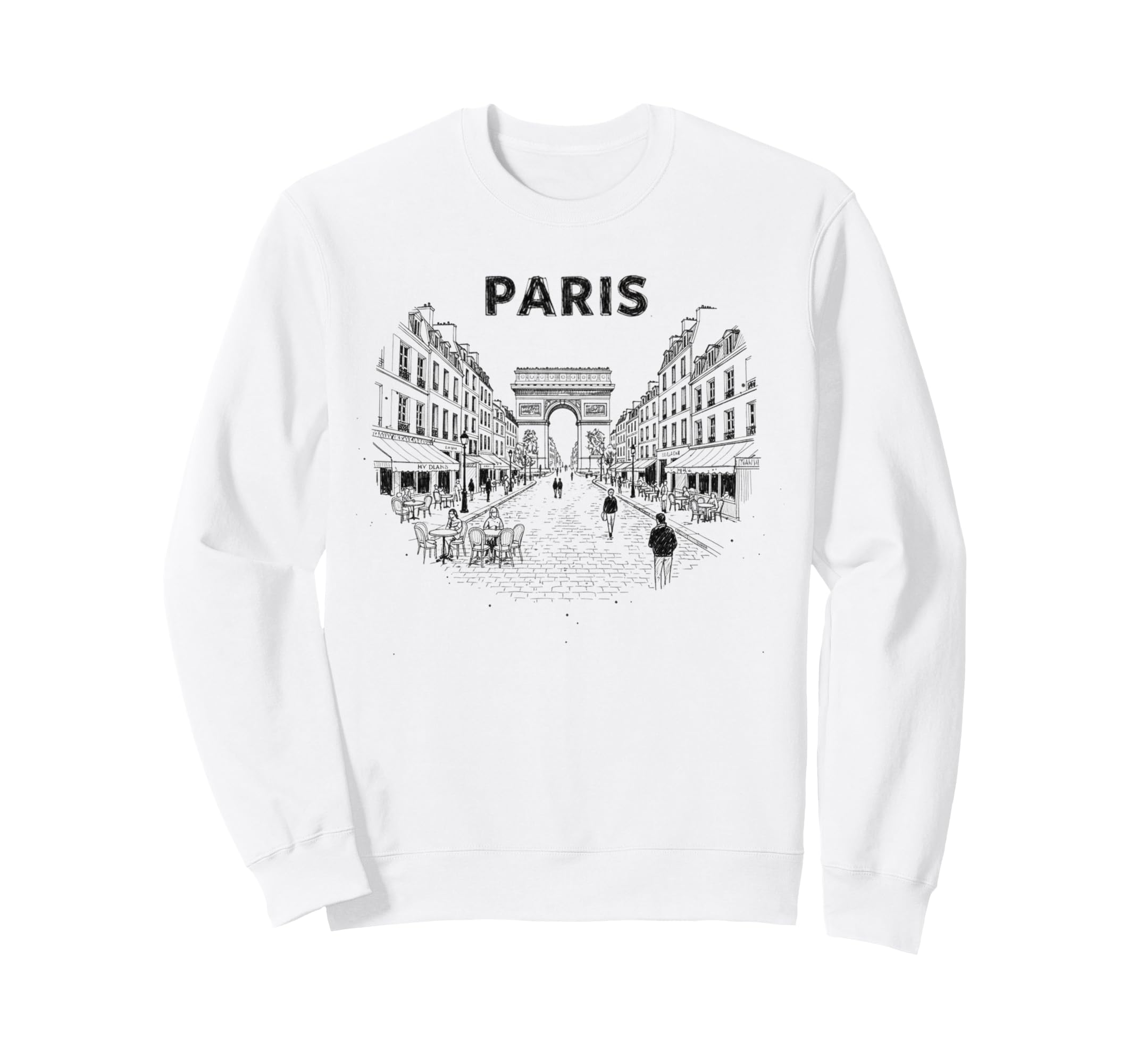 Paris Street Scene Illustration Sweatshirt - Minimalist Print for Adults - T-Shirt, Sweatshirt, Hoodie