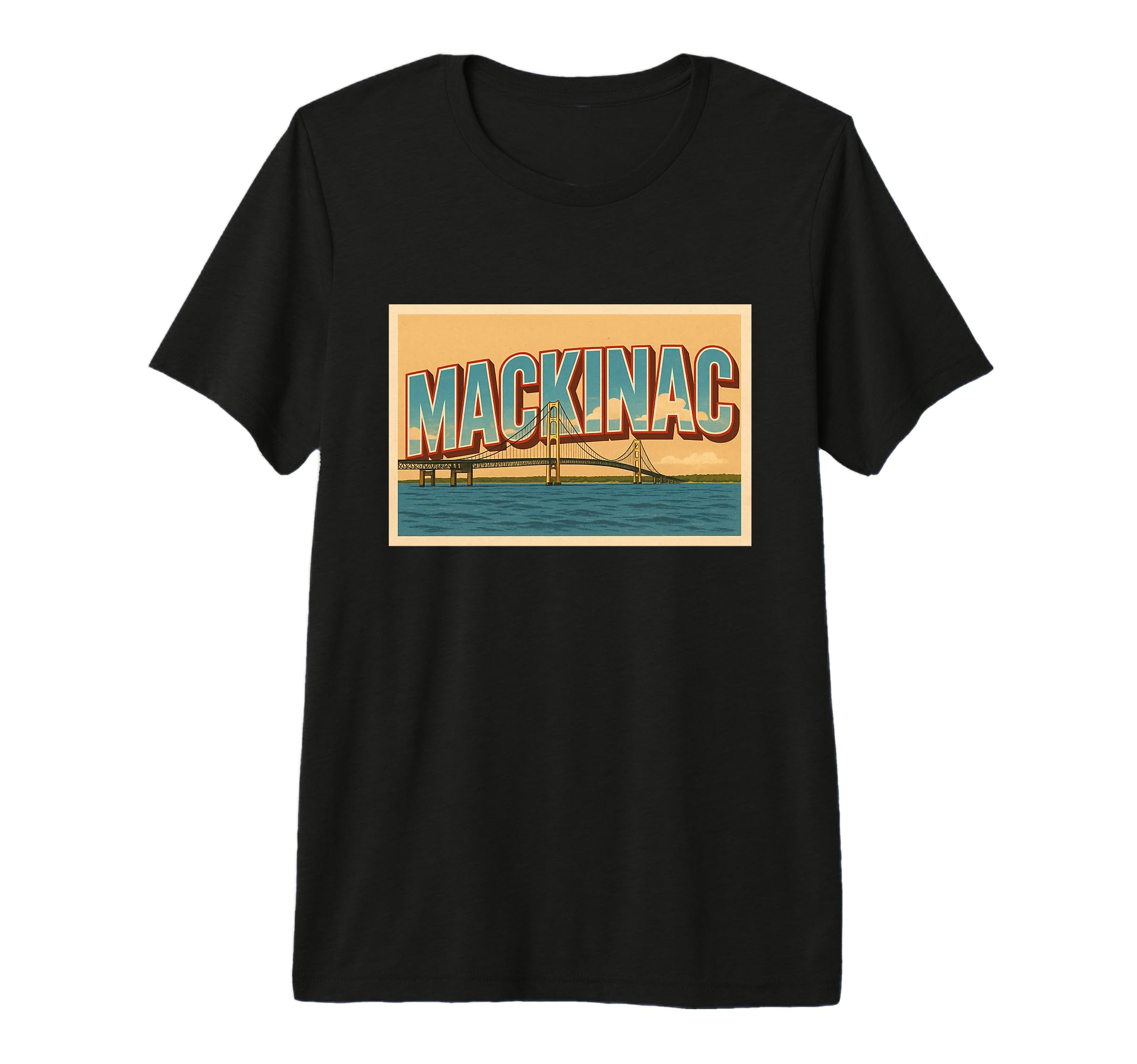 Mackinac Bridge Michigan Travel Postcard T-Shirt - Graphic Print Men Women - T-Shirt, Sweatshirt, Hoodie