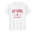 West Caldwell New Jersey Nj Sports Red T-Shirt - Custom Art Print Men Women - T-Shirt, Sweatshirt, Hoodie