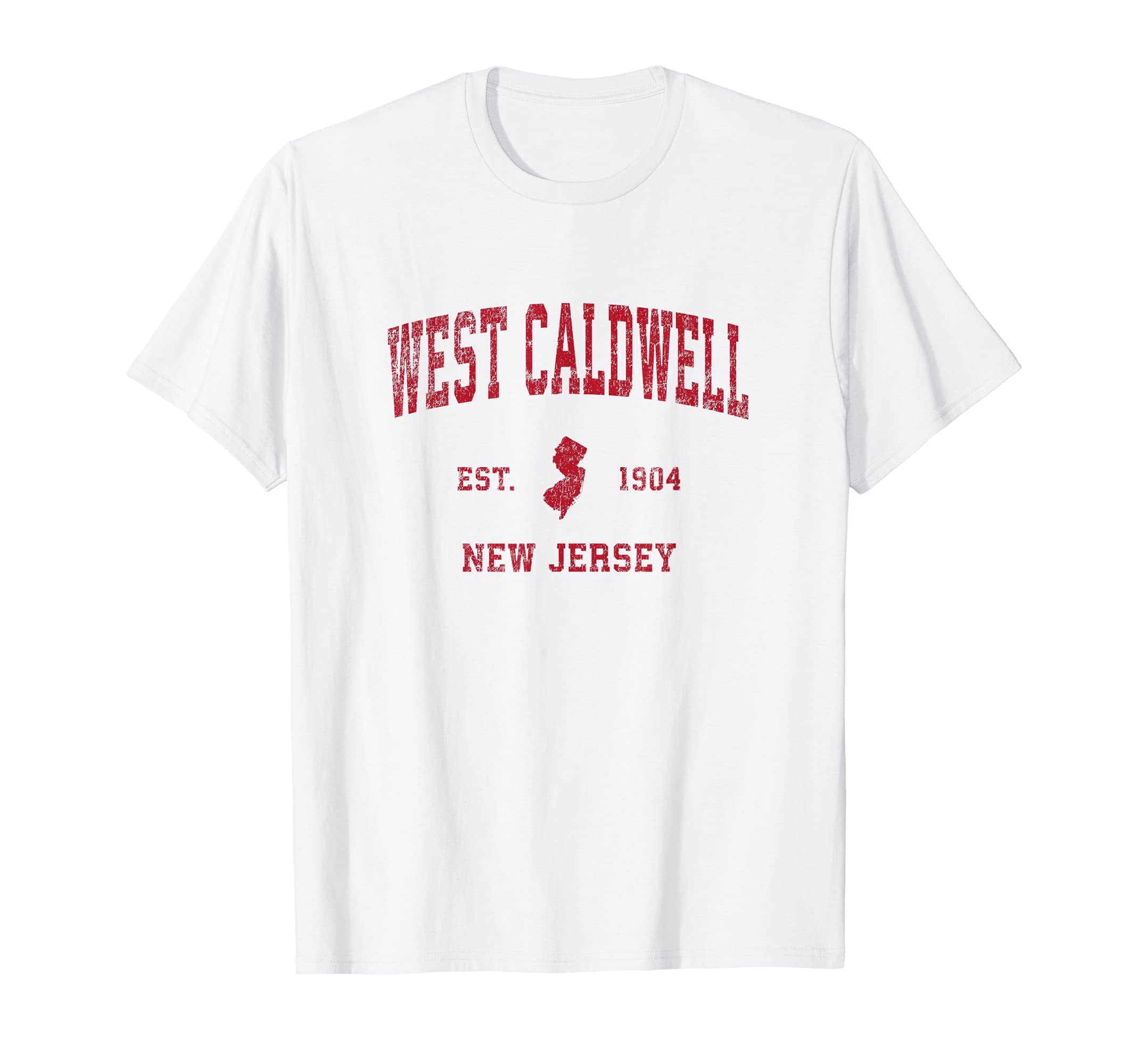 West Caldwell New Jersey Nj Sports Red T-Shirt - Custom Art Print Men Women - T-Shirt, Sweatshirt, Hoodie