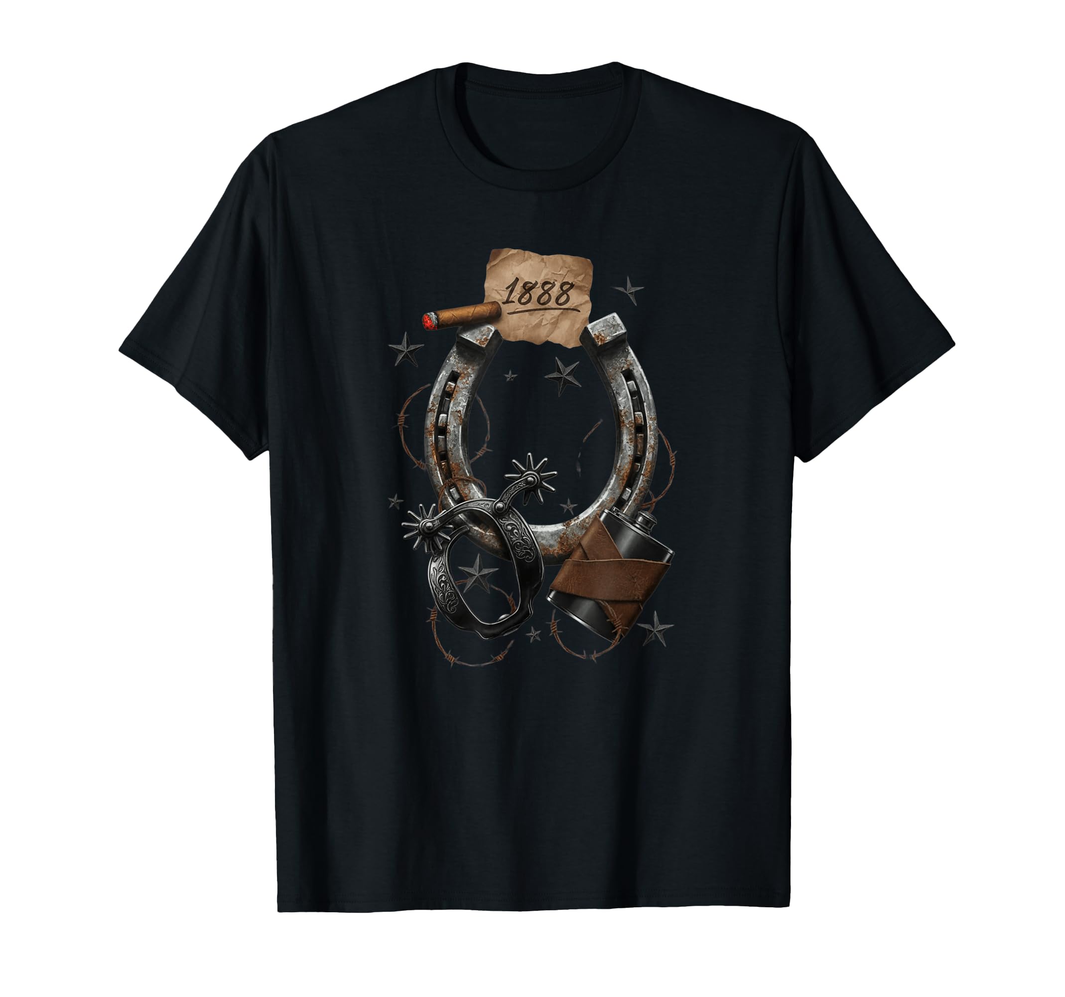 Western Revolver Stars Barbed T-Shirt - Casual Everyday Wear Men Women - T-Shirt, Sweatshirt, Hoodie