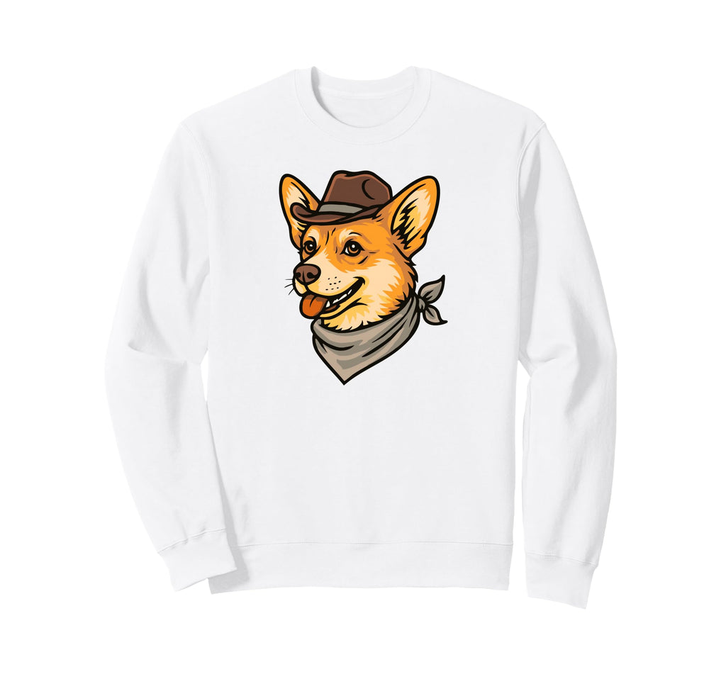Funny Cowboy Corgi Drawing Corg Sweatshirt - Custom Art Print for Adults - T-Shirt, Sweatshirt, Hoodie
