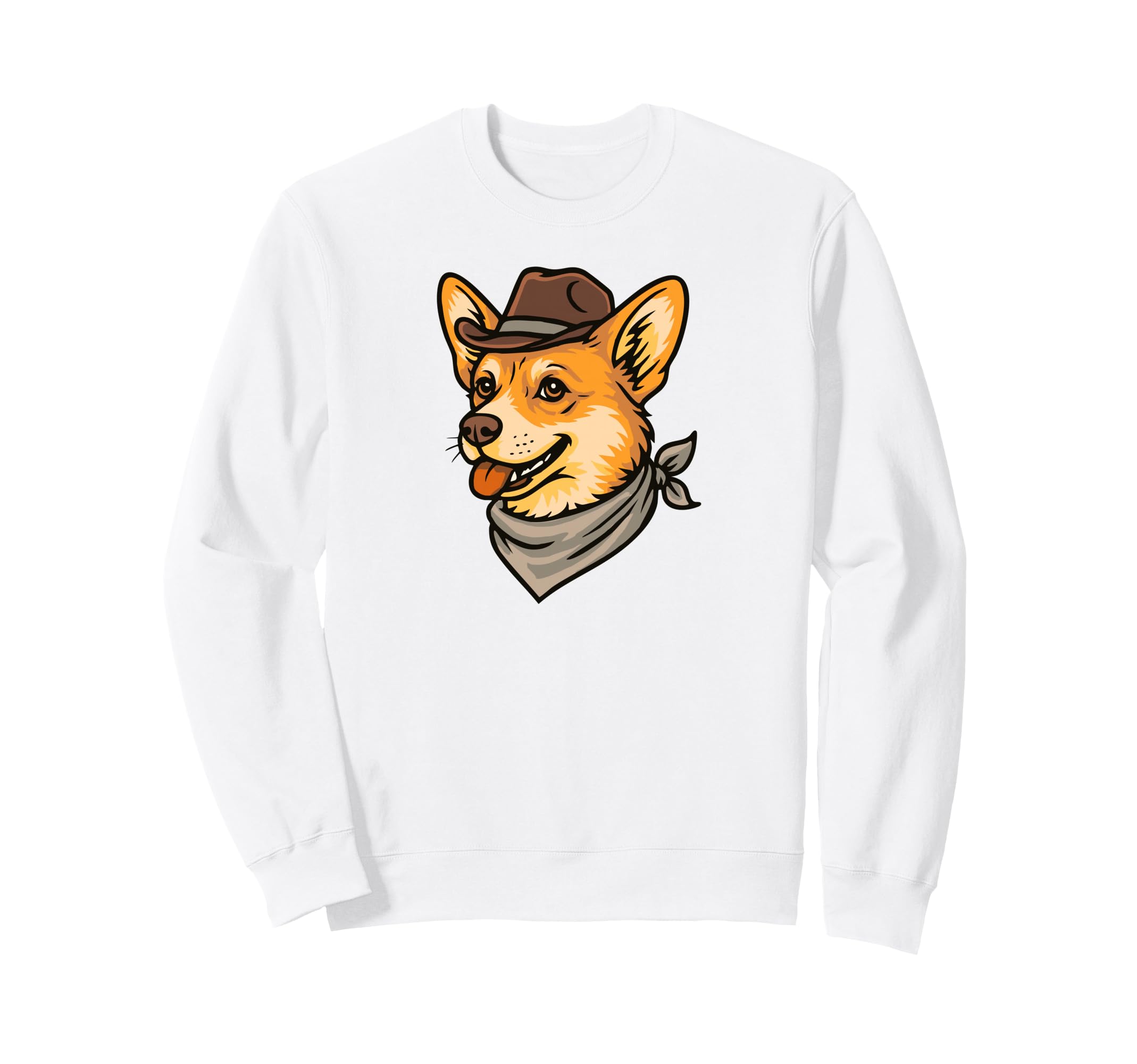Funny Cowboy Corgi Drawing Corg Sweatshirt - Custom Art Print for Adults - T-Shirt, Sweatshirt, Hoodie
