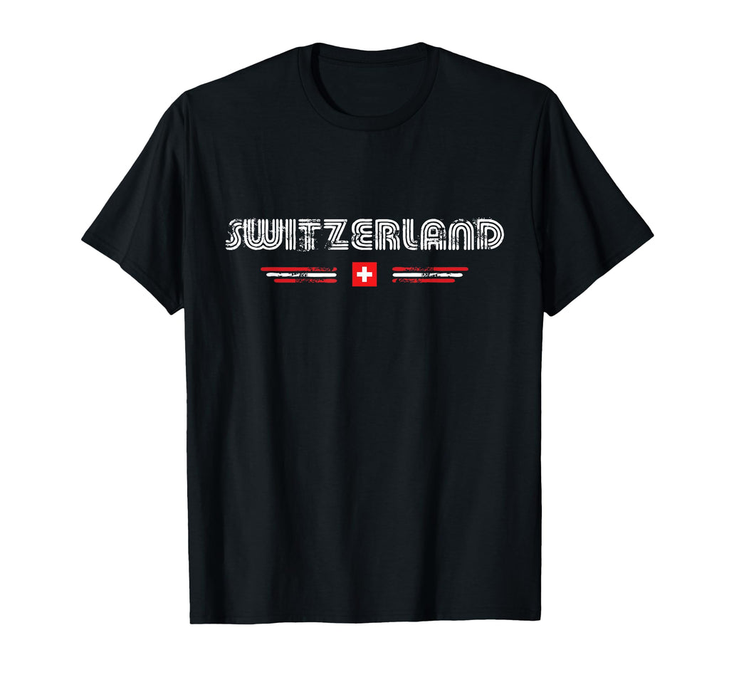 Switzerland 70S 80S Type Flag T-Shirt - Unique Graphic Unisex - T-Shirt, Sweatshirt, Hoodie