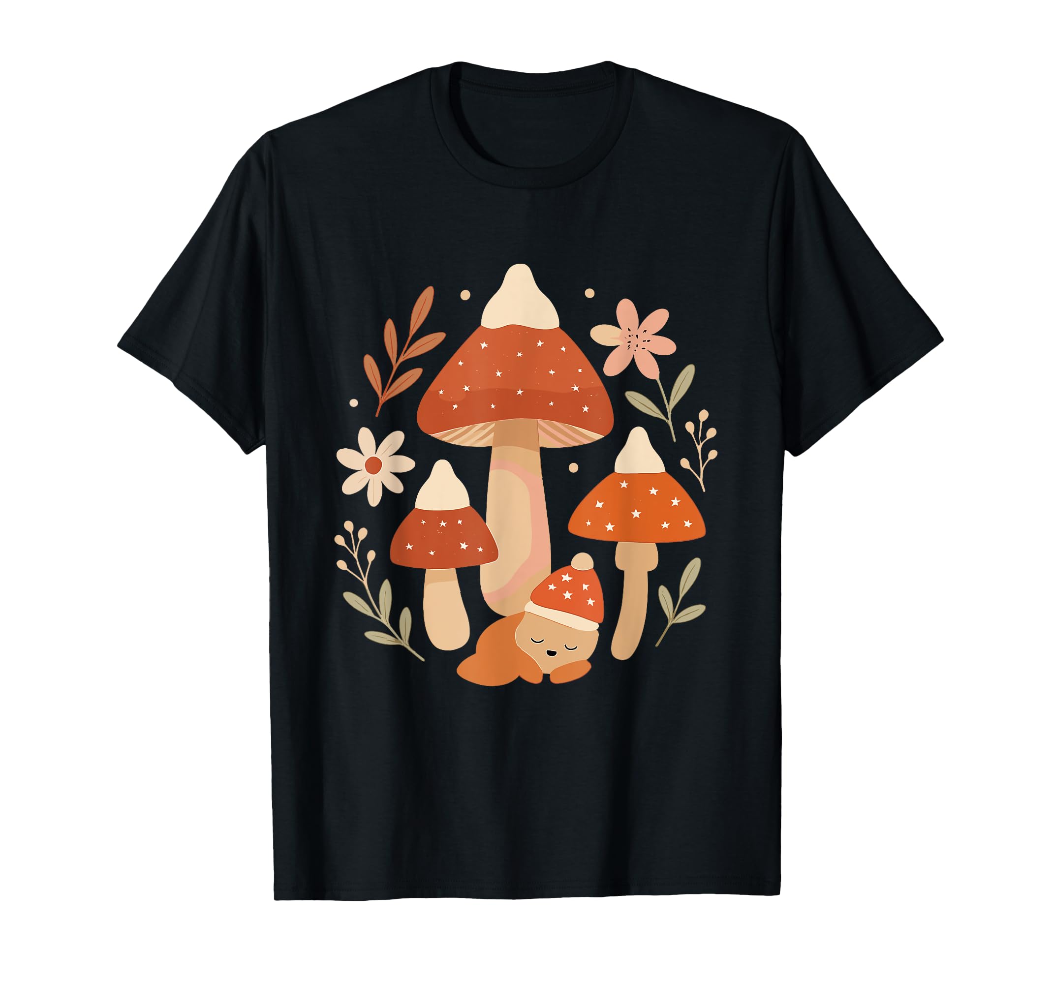 Sleeping Animal Mushrooms Cozy Winter T-Shirt - Trendy Graphic Men Women - T-Shirt, Sweatshirt, Hoodie