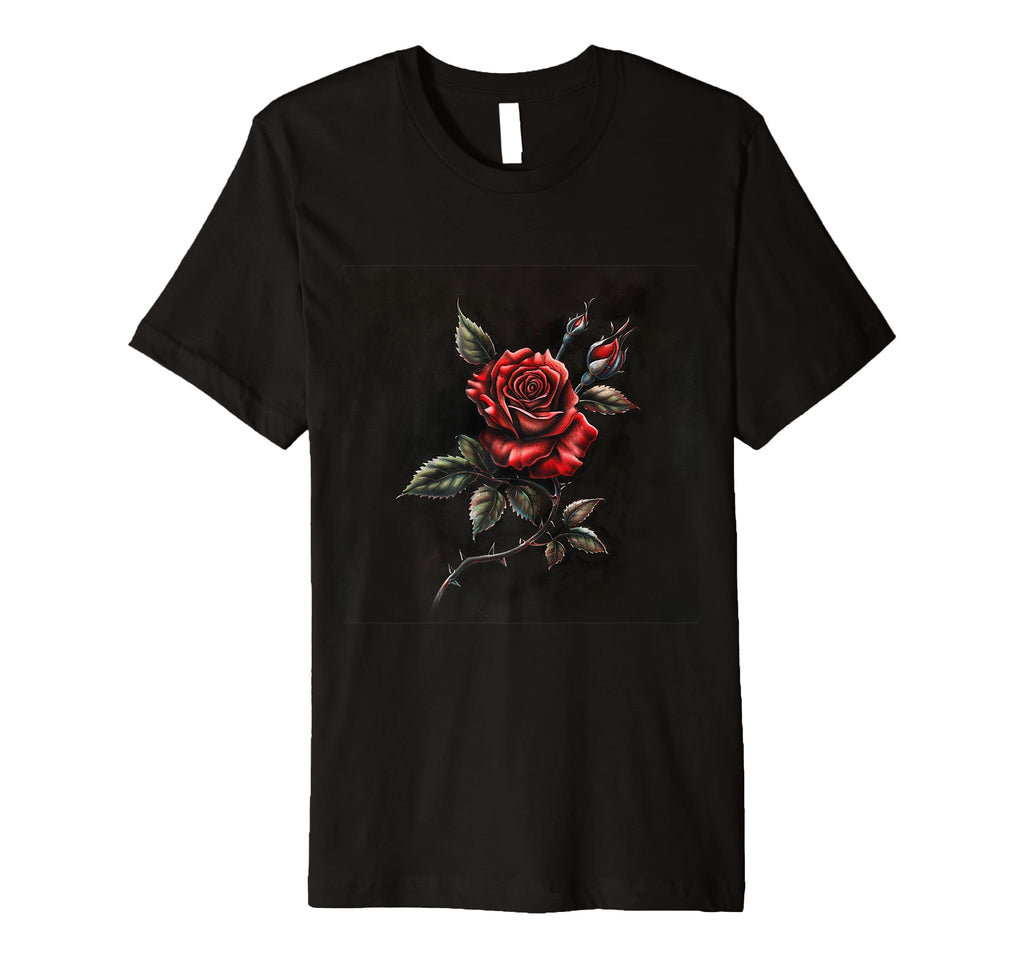 Floral Pattern Gift Flower Tattoo Red T-Shirt - Minimalist Print Men Women - T-Shirt, Sweatshirt, Hoodie