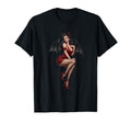Pin Up Devil Dress Bat Wings Art T-Shirt - Unique Graphic for Adults - T-Shirt, Sweatshirt, Hoodie