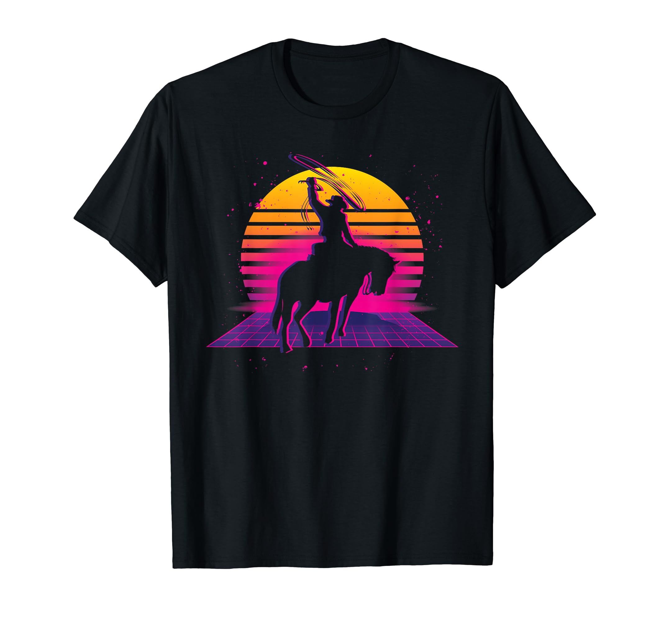 Vaporwave Country Western Horseback T-Shirt - Minimalist Print Unisex - T-Shirt, Sweatshirt, Hoodie