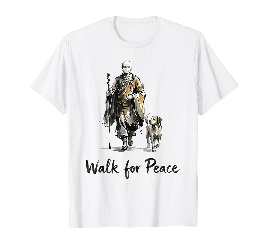 Minimalist Zen Art Walk Peace Monks T-Shirt - Casual Everyday Wear Unisex - T-Shirt, Sweatshirt, Hoodie
