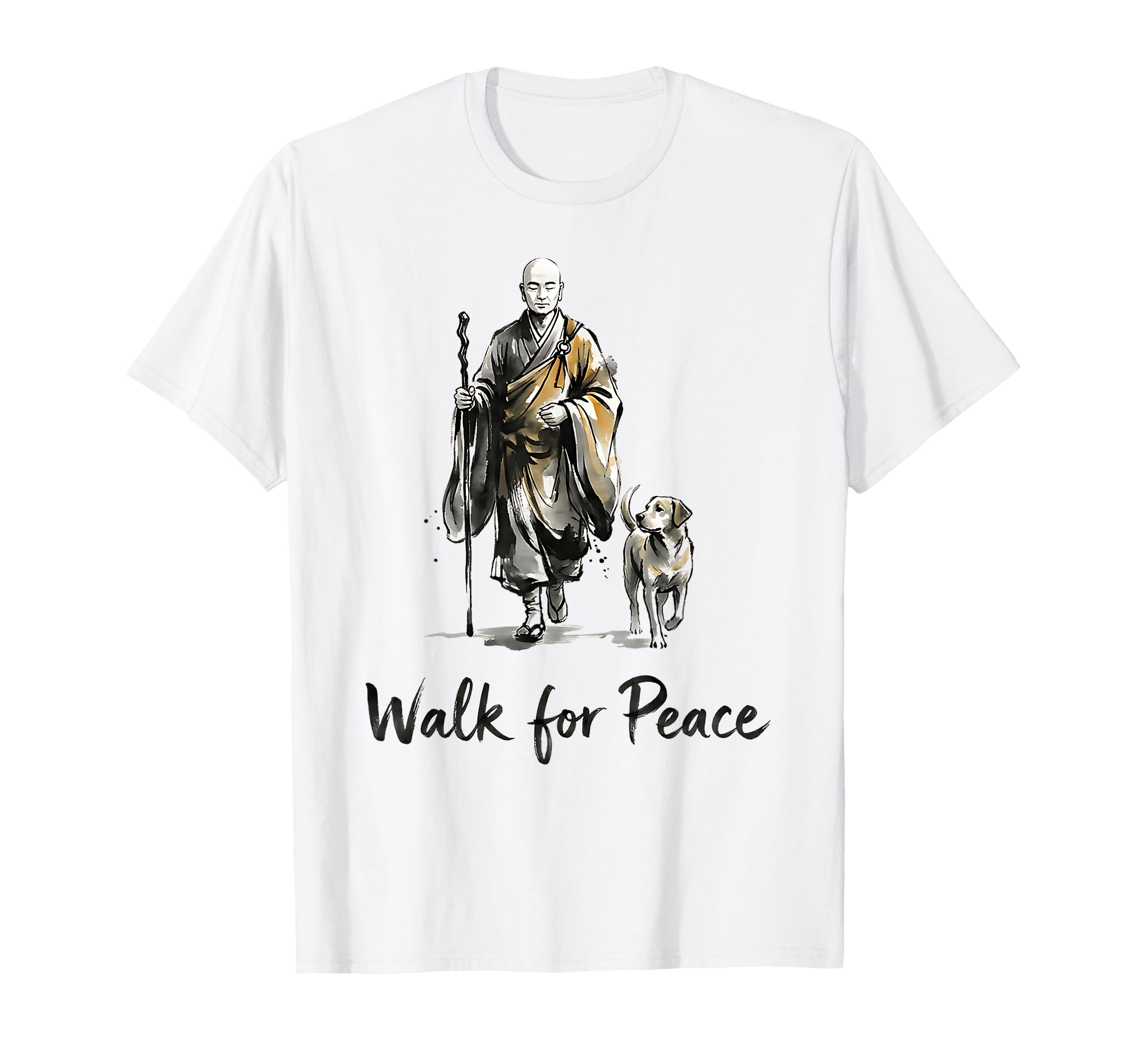 Minimalist Zen Art Walk Peace Monks T-Shirt - Casual Everyday Wear Unisex - T-Shirt, Sweatshirt, Hoodie