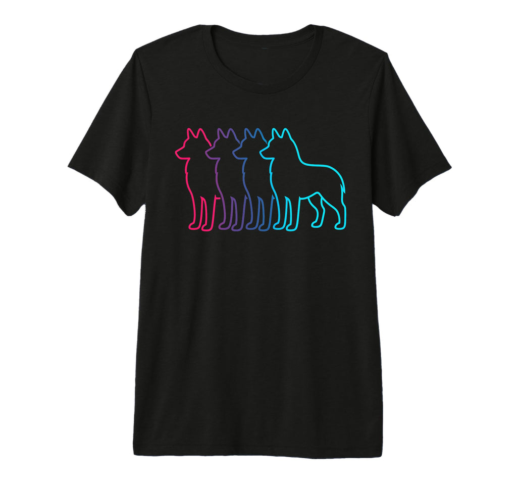 Husky Silhouette Synthwave T-Shirt - Fun Novelty Design for Adults - T-Shirt, Sweatshirt, Hoodie