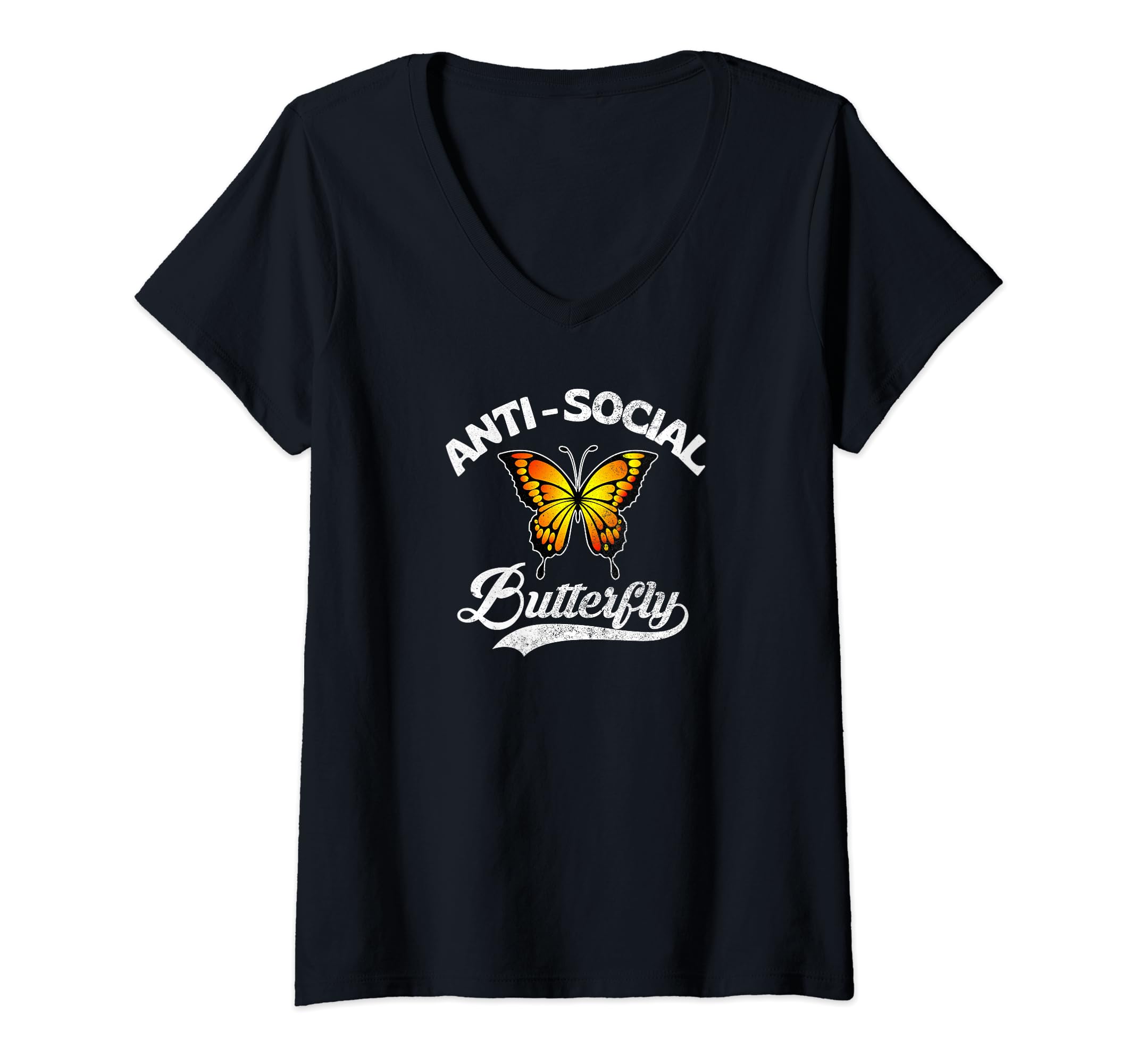 Womens Anti Social Butterfly Shy T-Shirt - Casual Everyday Wear Men Women - T-Shirt, Sweatshirt, Hoodie
