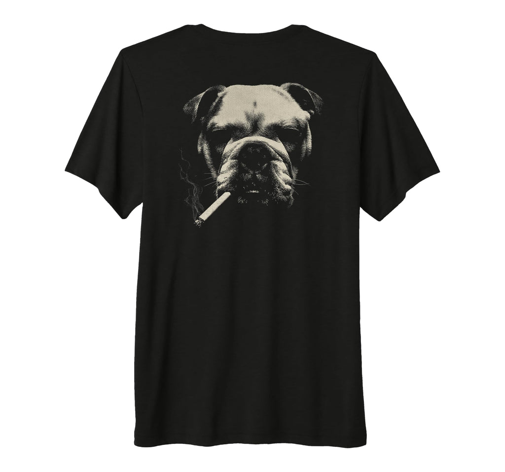 English Bulldog Smoking Cigarette Grunge T-Shirt - Novelty Apparel Unisex - T-Shirt, Sweatshirt, Hoodie