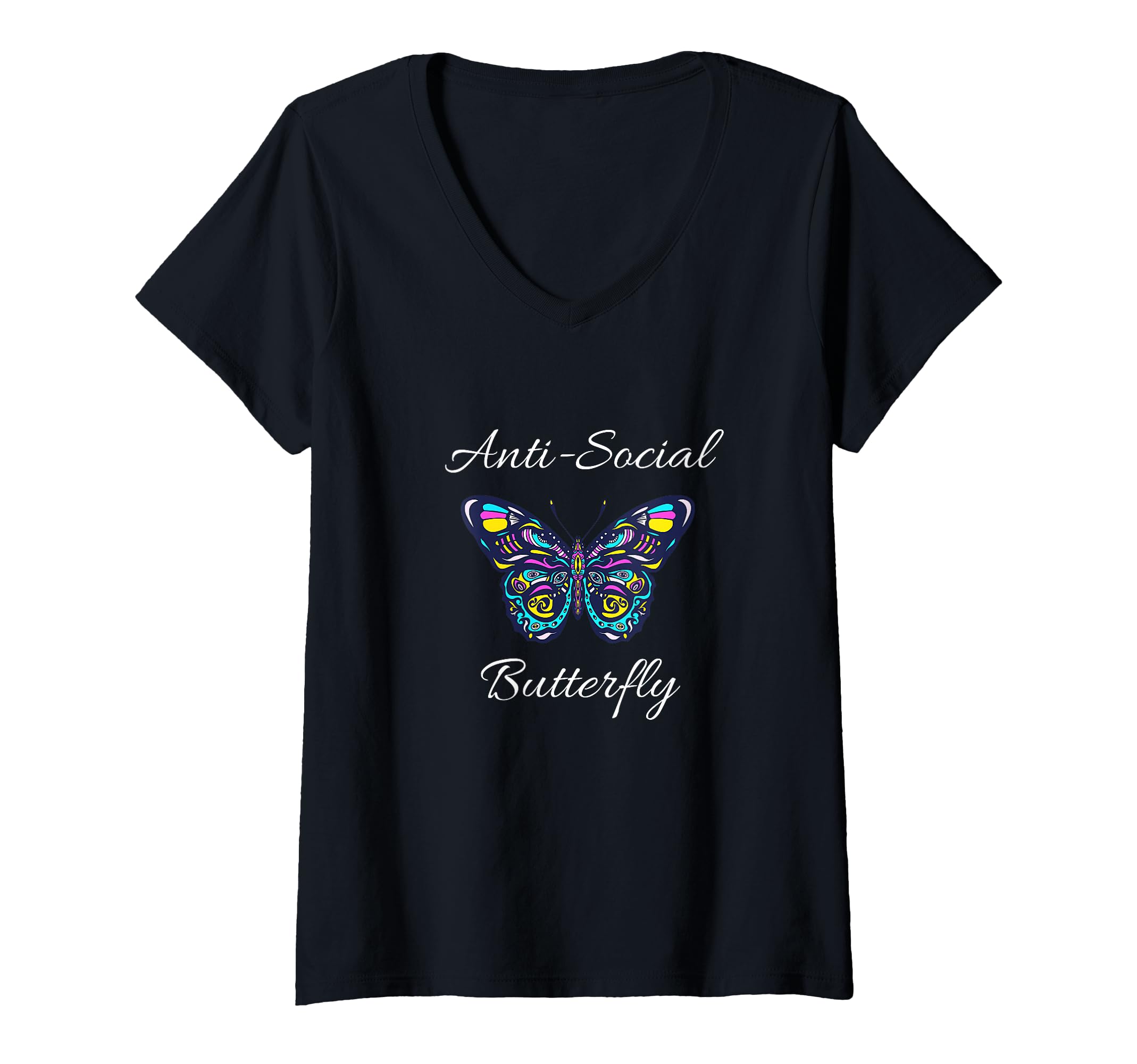 Womens Anti Social Butterfly Bold T-Shirt - Custom Art Print for Adults - T-Shirt, Sweatshirt, Hoodie
