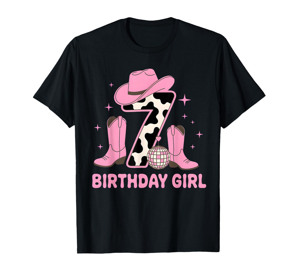 Cowgirl 7Th Birthday Western Disco Ball T-Shirt - Custom Art Print Unisex - T-Shirt, Sweatshirt, Hoodie