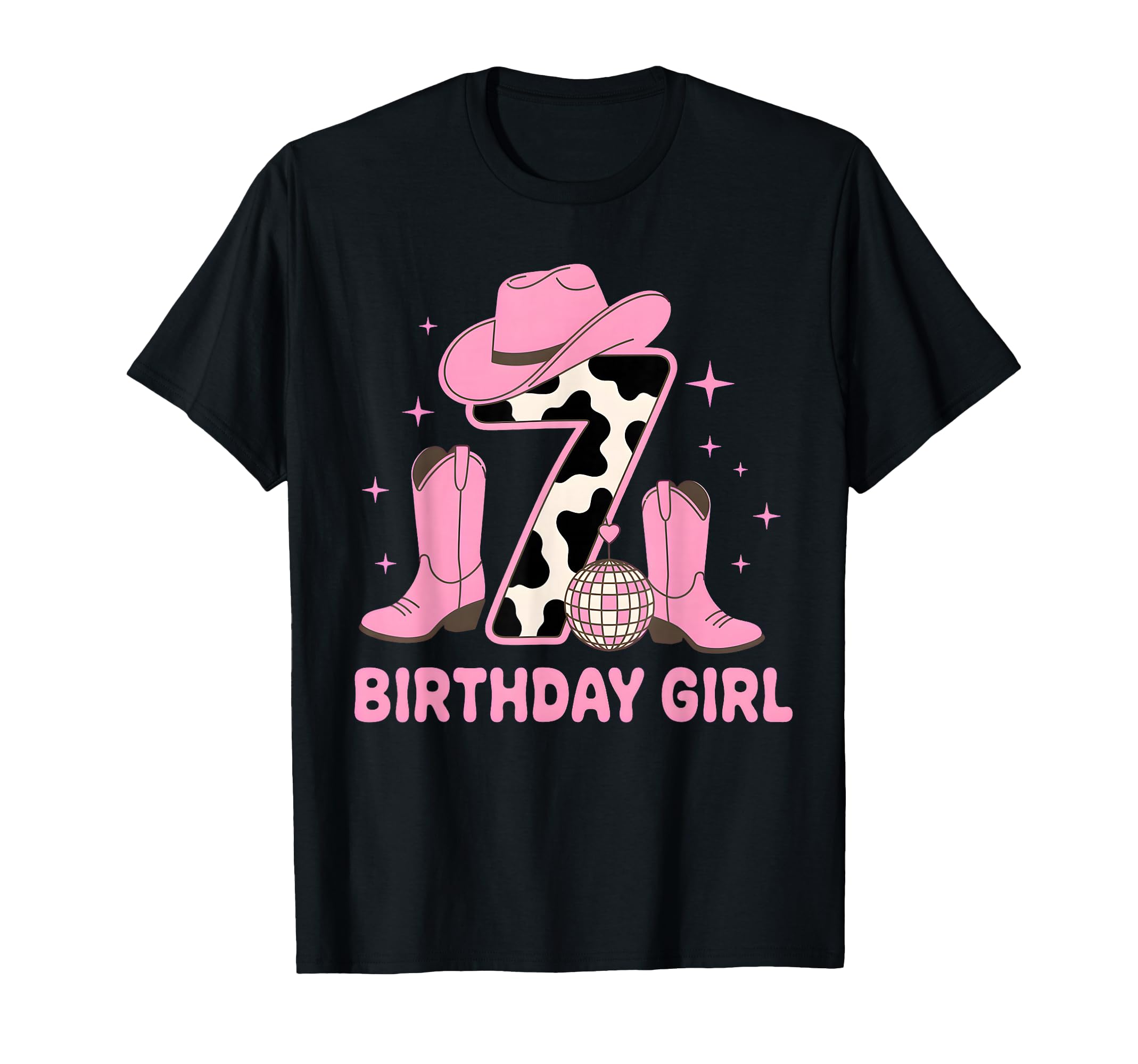 Cowgirl 7Th Birthday Western Disco Ball T-Shirt - Custom Art Print Unisex - T-Shirt, Sweatshirt, Hoodie